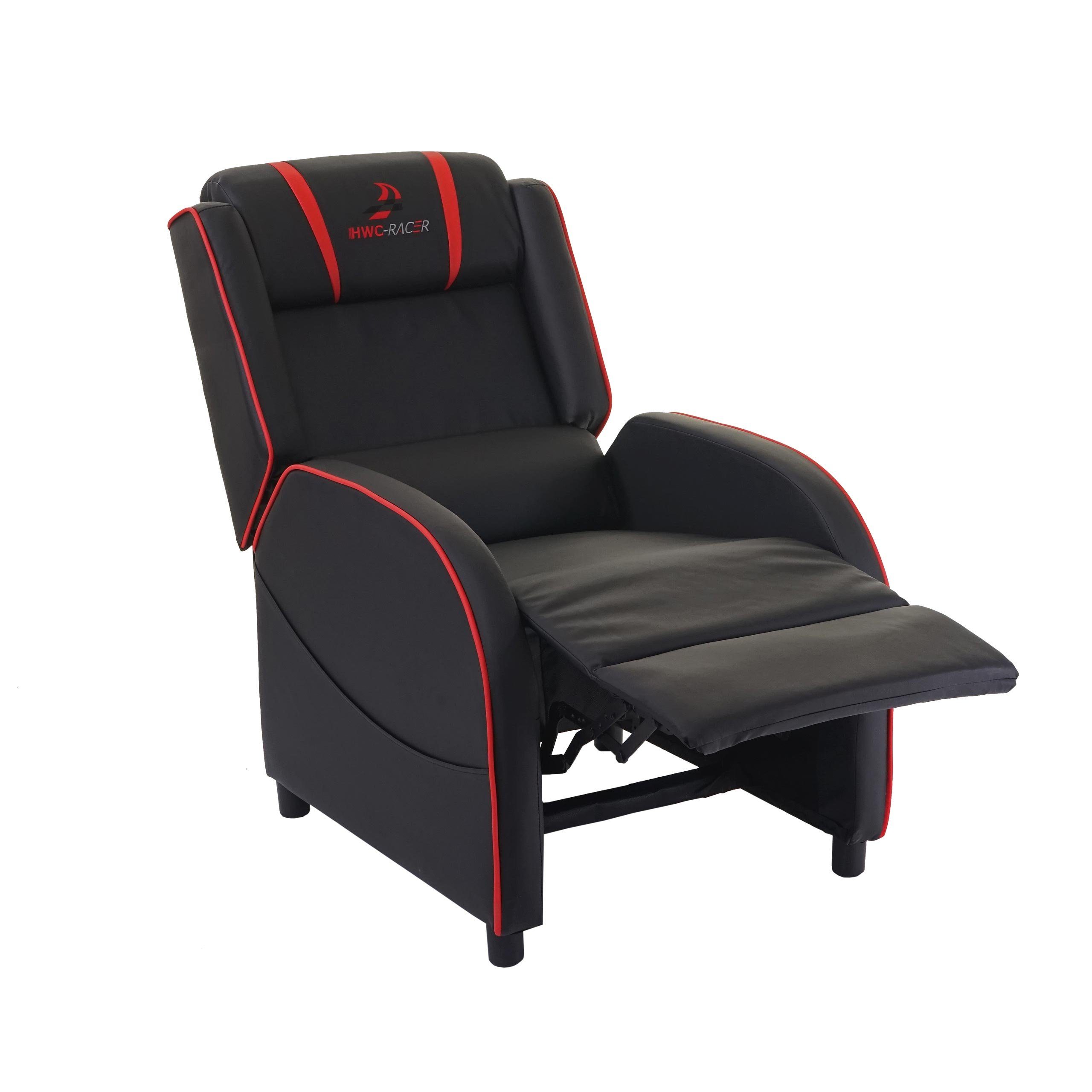 MCW Relaxsessel MCW-D68, Synchrone oder Taschen schwarz-rot Liegeposition inkl. Sitz- möglich, Verstellung