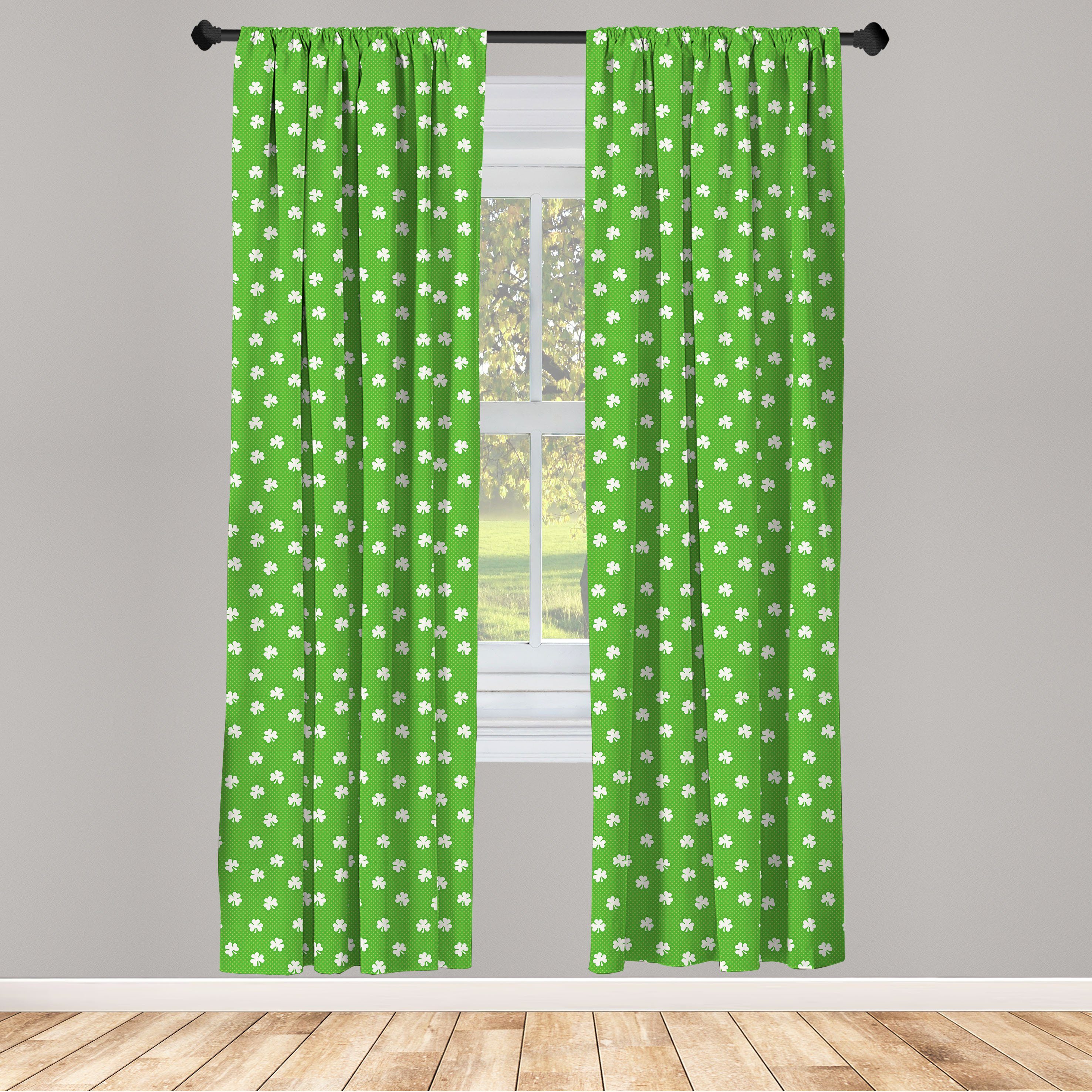 Gardine Vorhang für Wohnzimmer Schlafzimmer Dekor, Abakuhaus, Microfaser, irisch Tupfen und Shamrocks | Fertiggardinen