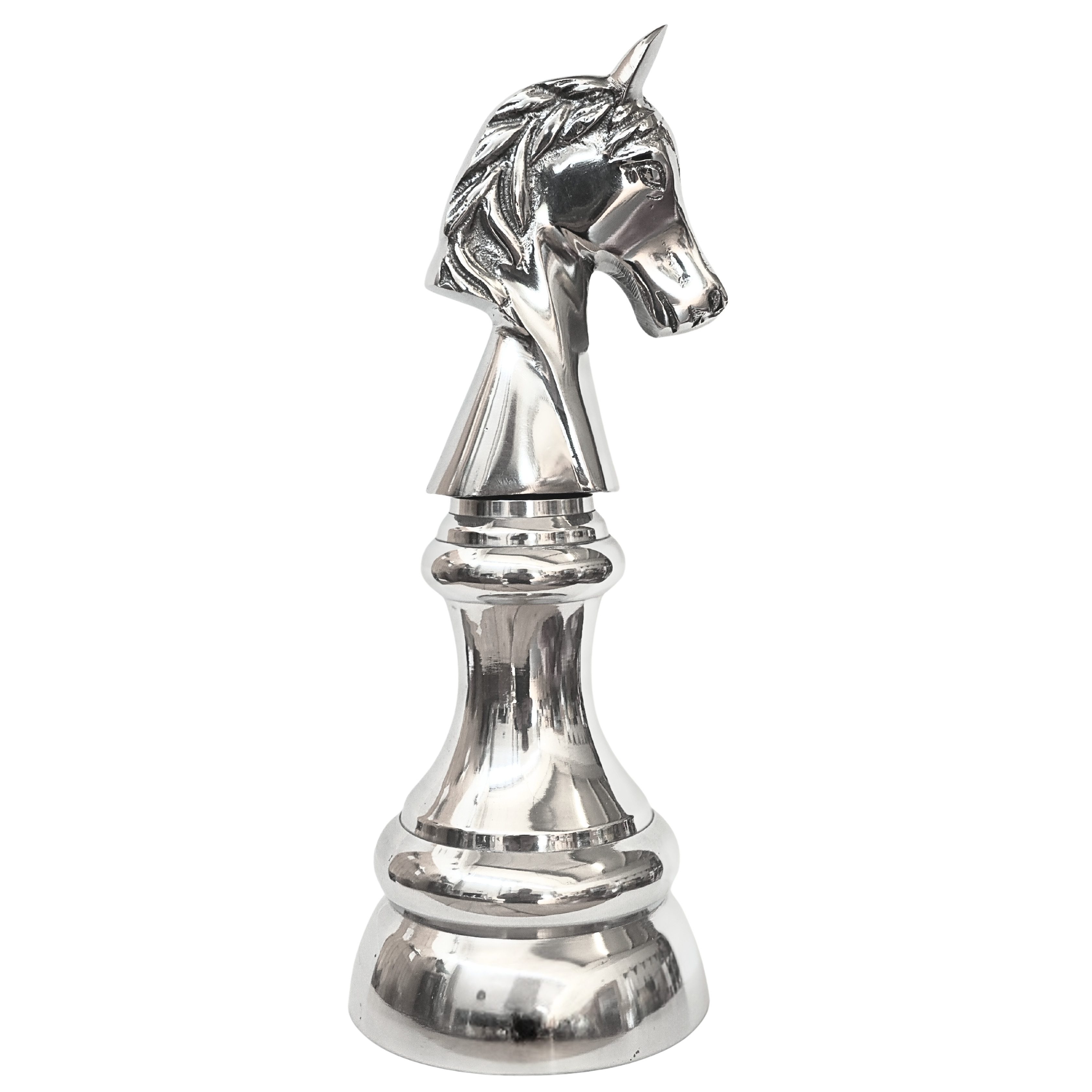 MichaelNoll Dekofigur Schachfigur aus poliertem Aluminium – König, Dame oder Springer