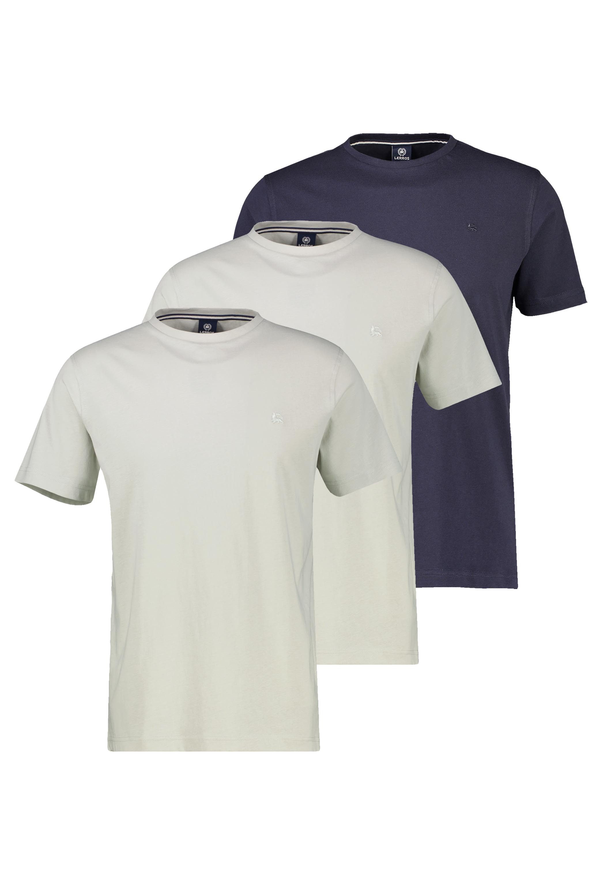 LERROS T-Shirt 3er Pack Basic (Spar-Set, 3-tlg) T-Shirt - Baumwolle - Atmungsaktiv - Atmungsaktive Baumwolle