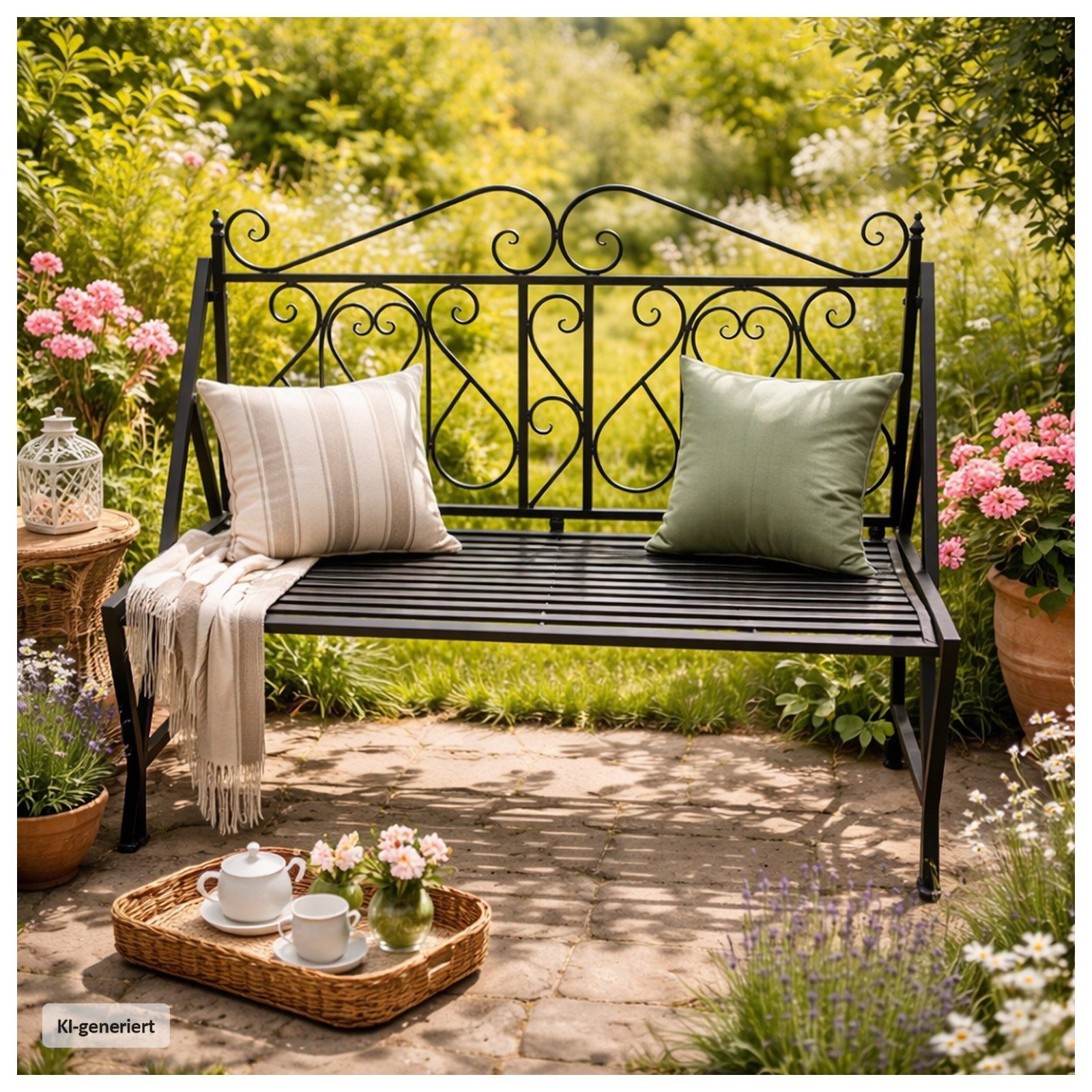 HTI-Living Gartenbank Gartenbank Solea Eisen Schwarz (1 Stück, 1-St., 1 Gartenbank)