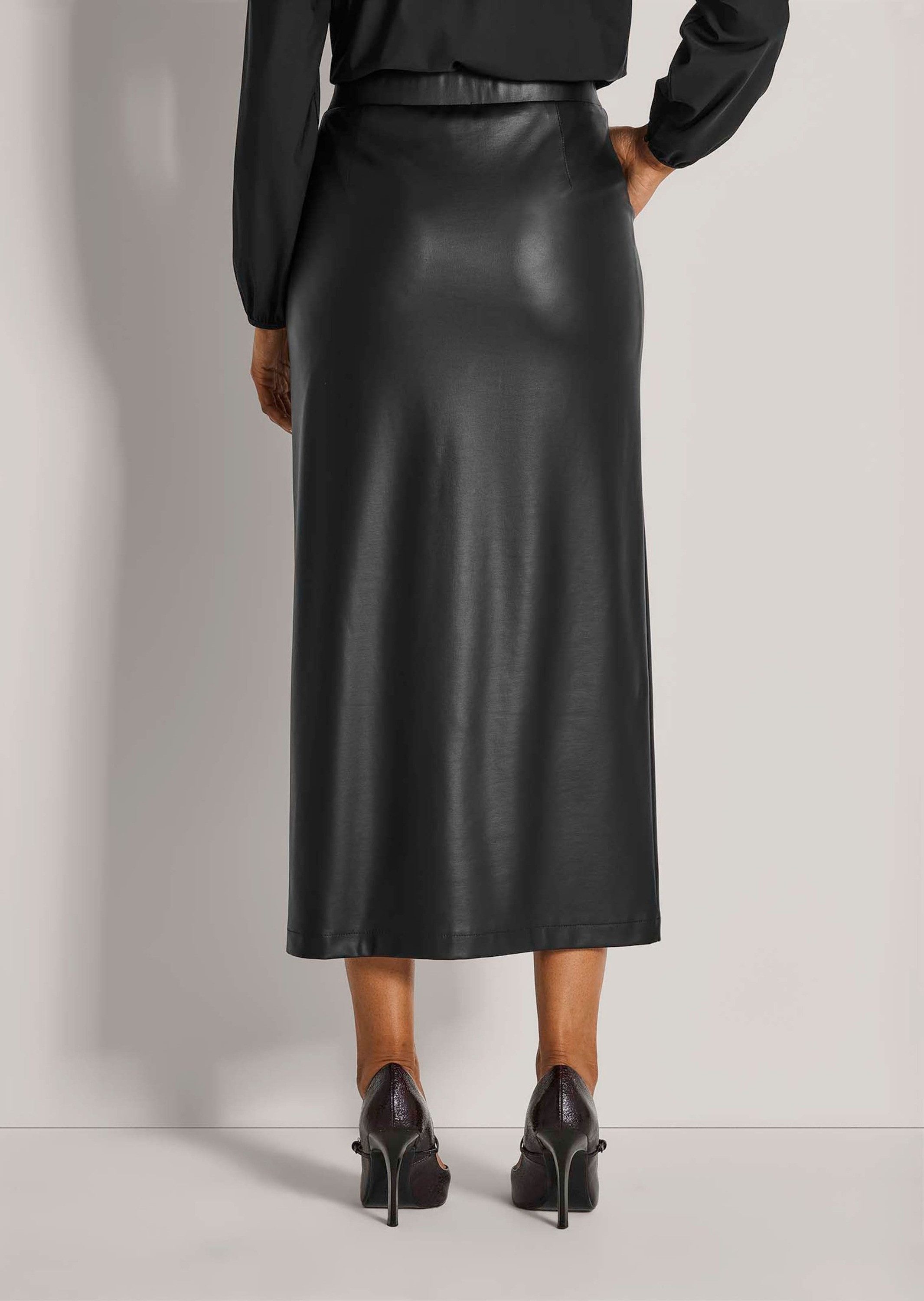 MADELEINE Maxirock Eleganter Rock aus Leder-Imitat Rock mit elegantem Schlitz, wadenlang