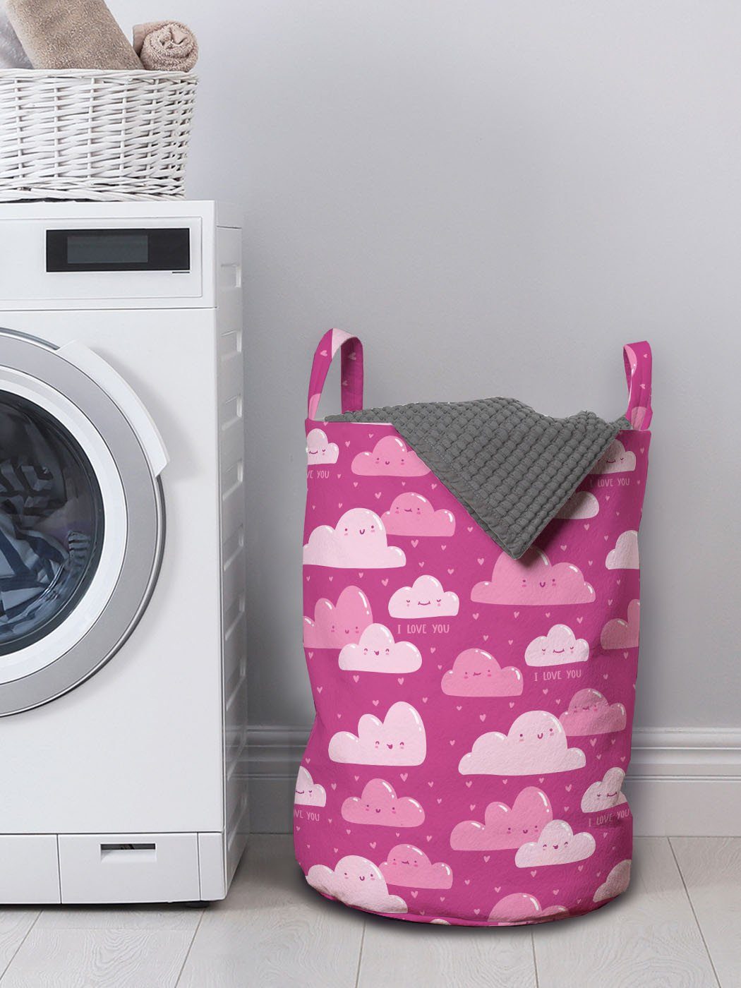 Abakuhaus Wäschesäckchen Wäschekorb mit Griffen Wolken lustige dich Waschsalons, für Kordelzugverschluss liebe Ich