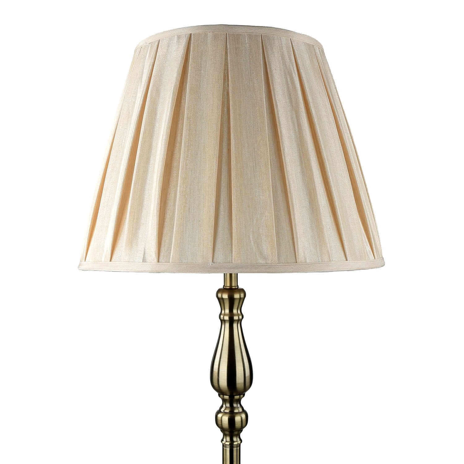 Licht-Erlebnisse Stehlampe FLEMISH, ohne Leuchtmittel, E27 164 cm Stoff rund in Messing Antik Braun