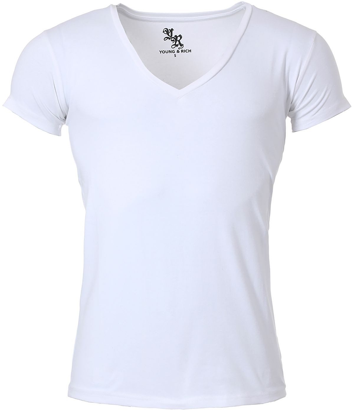 Young & Rich T-Shirt Herren Uni Basic 1315 extra tiefer Ausschnitt 3er Pack (3er-Pack, 3-tlg., 3er-Pack) V-Ausschnitt unifarben kurzarm slim fit – Bild 4 von 5