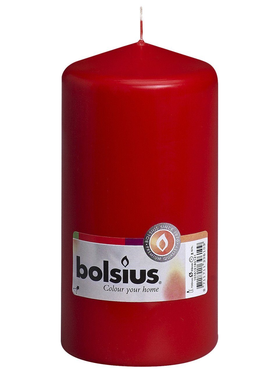 Bolsius Stumpenkerze Bolsius Stumpenkerze rot, Höhe 15 cm, Ø 7,8 cm günstig online kaufen