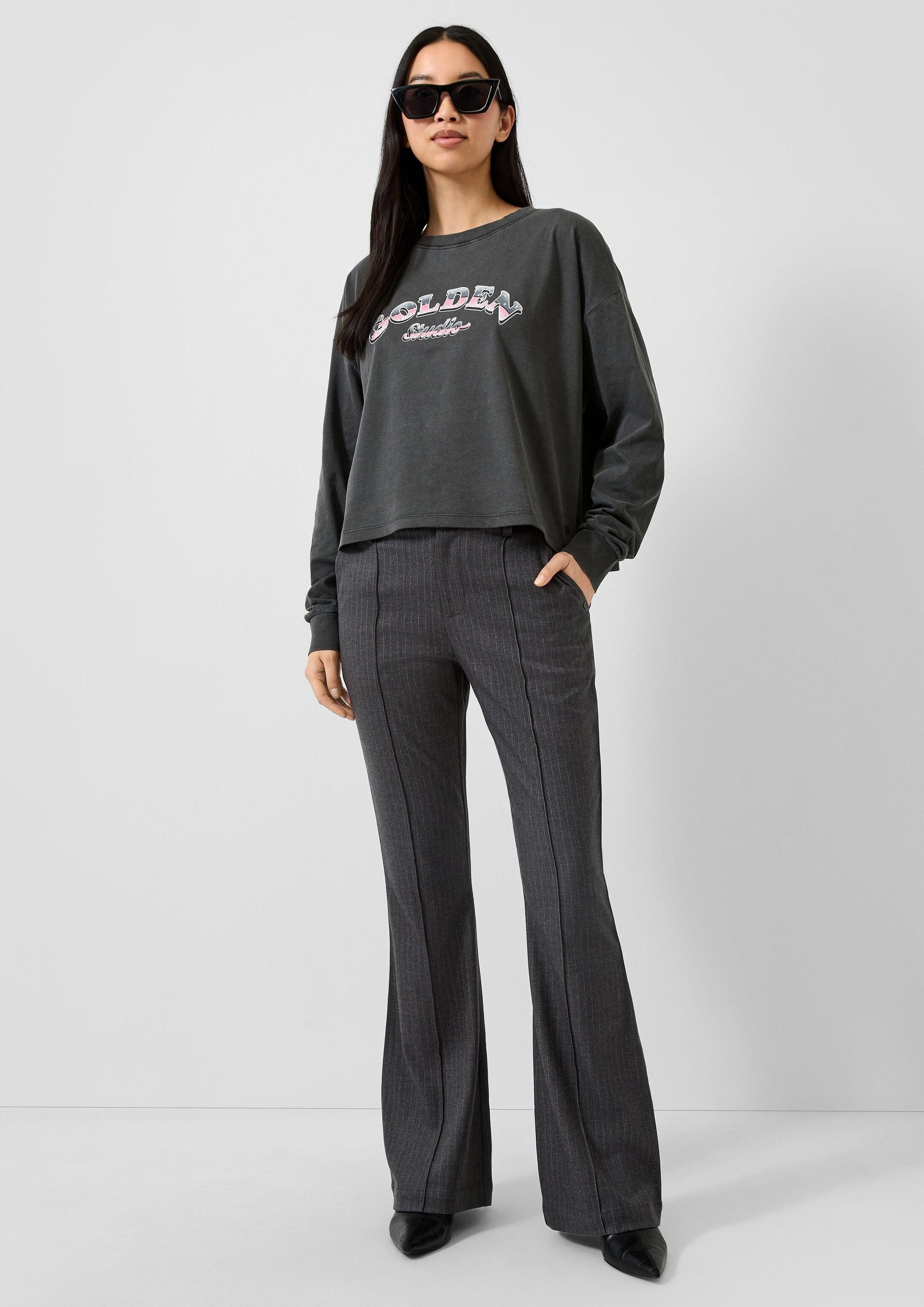 QS Chinos Hose Ausgestellte Nadelstreifenhose