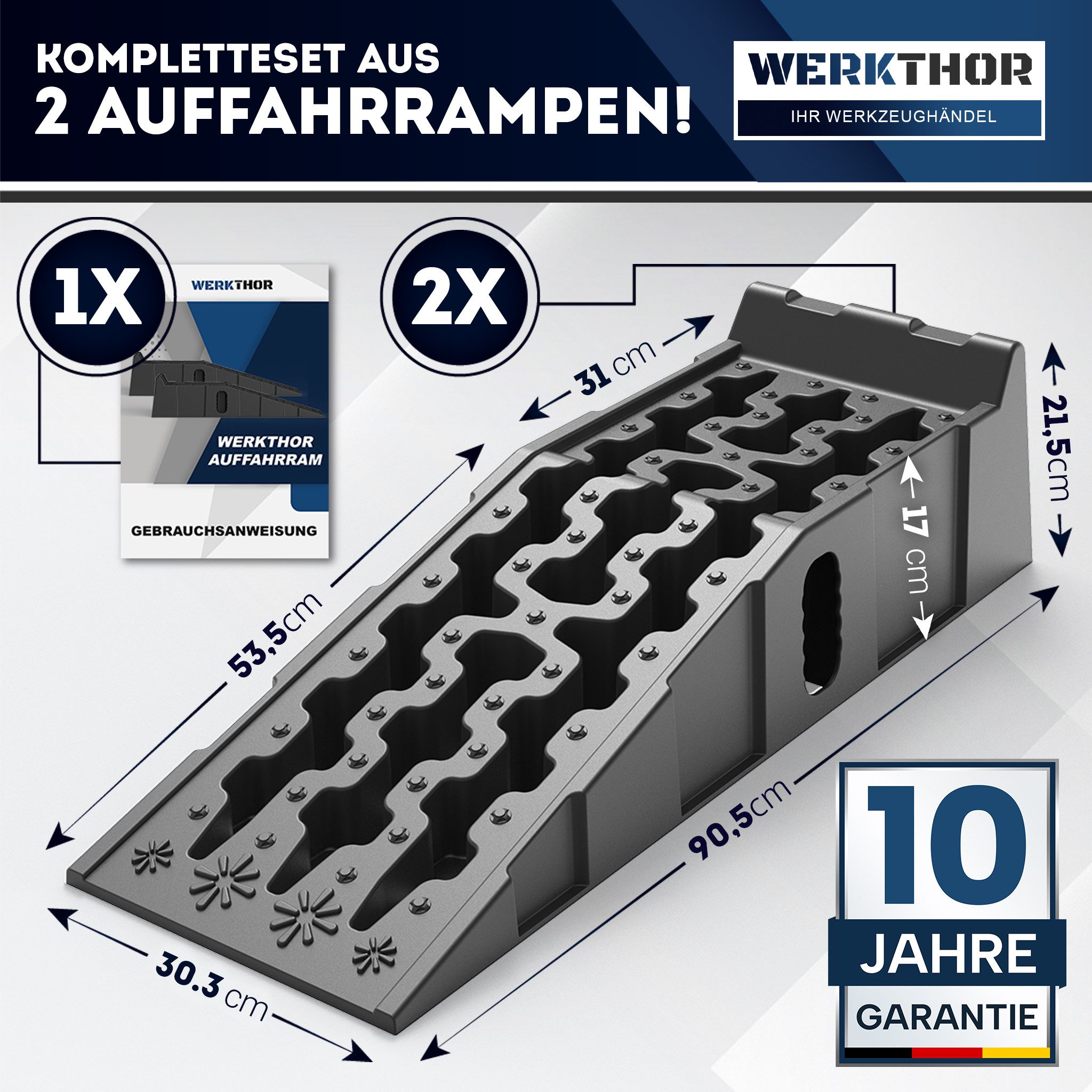 Werkthor Auffahrrampe Auffahrrampe PKW - [2er Set] Auffahrrampen für maximalen Halt [<5T]