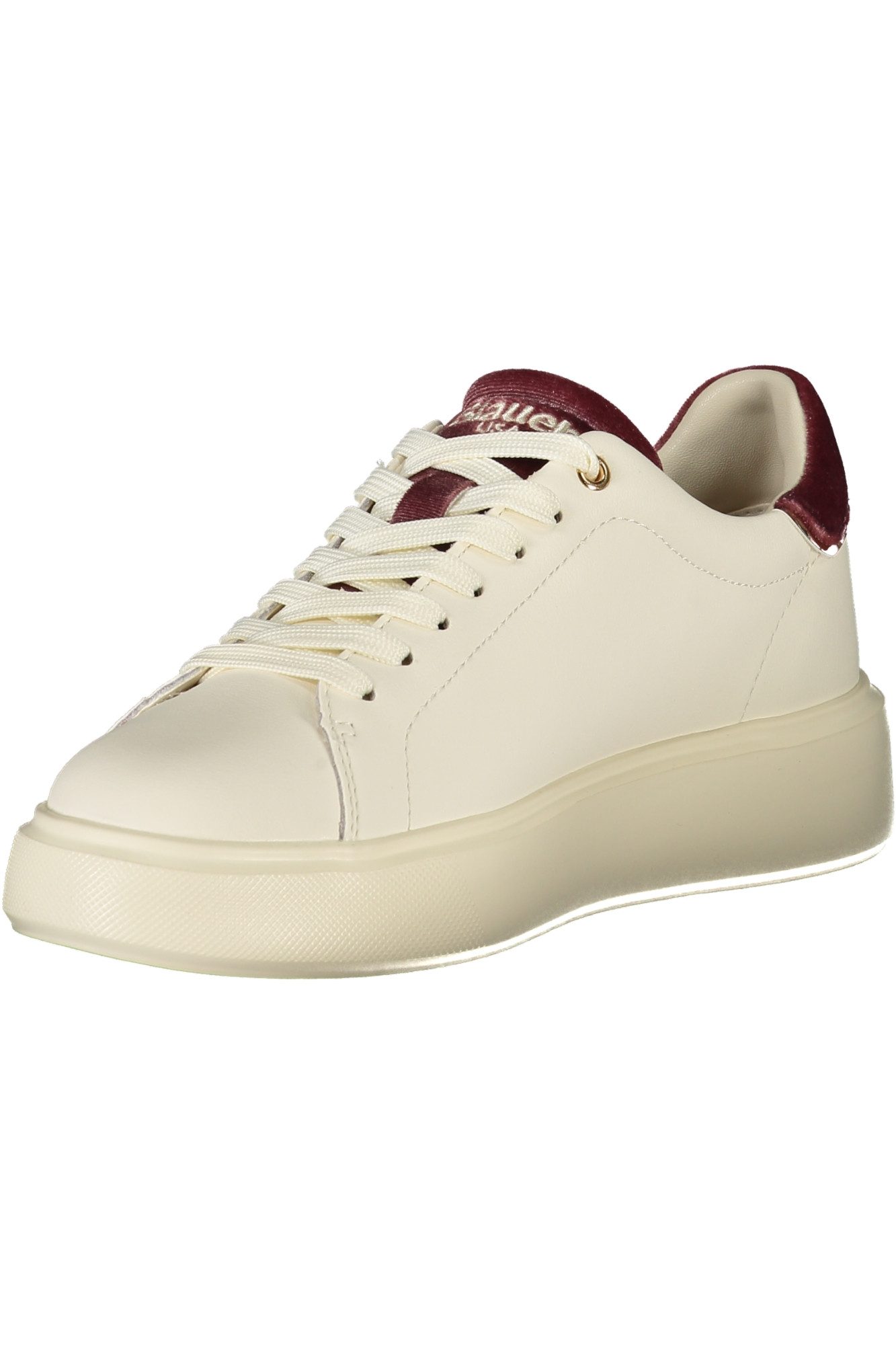 Blauer Sneaker Weiße Sportschuhe mit Altrosa-Details und