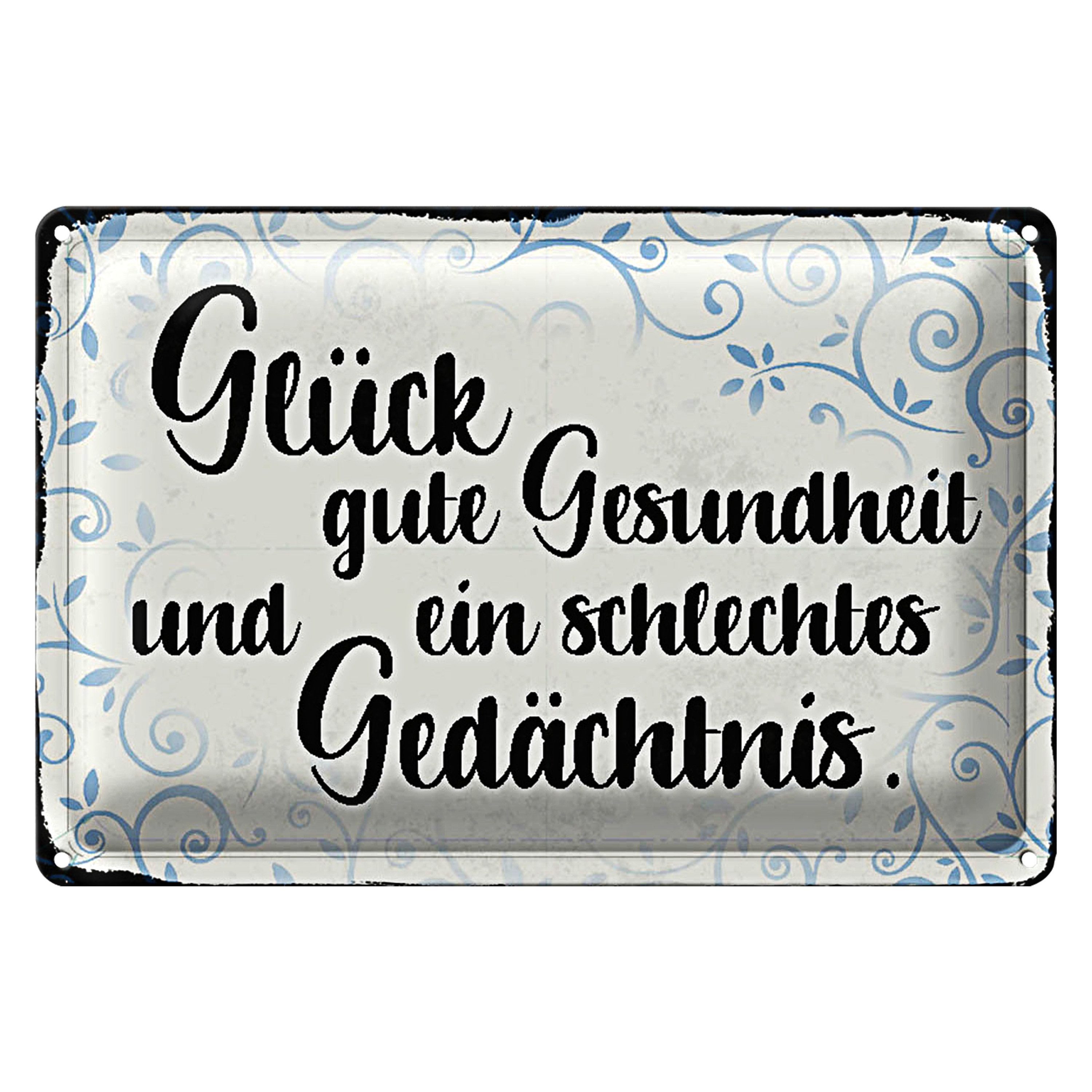 Roomando Metallschild Spruch 18x12cm Glück gute Gesundheit