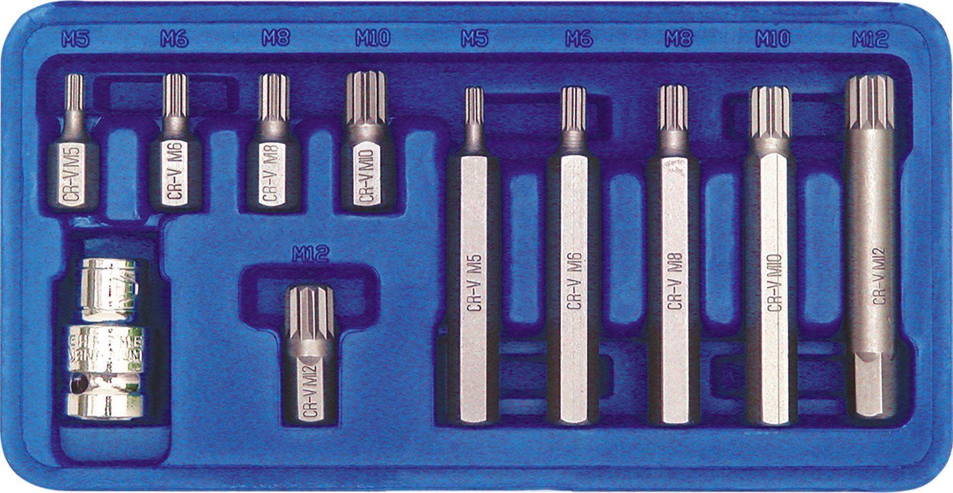 TRIZERATOP Bit-Set Spezial-Steckschlüsselsatz Spline M5–M12, 11-teilig, Spezial-Steckschlüsselsatz Spline M5–M12, 11-teilig, 11-St., Spezial-Steckschlüsselsatz Spline M5–M12, 11-teilig