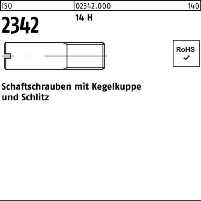 Reyher Schraube 100er Pack Schaftschraube ISO 2342 Kegelkuppe/Schlitz M10x 50 14 H 50