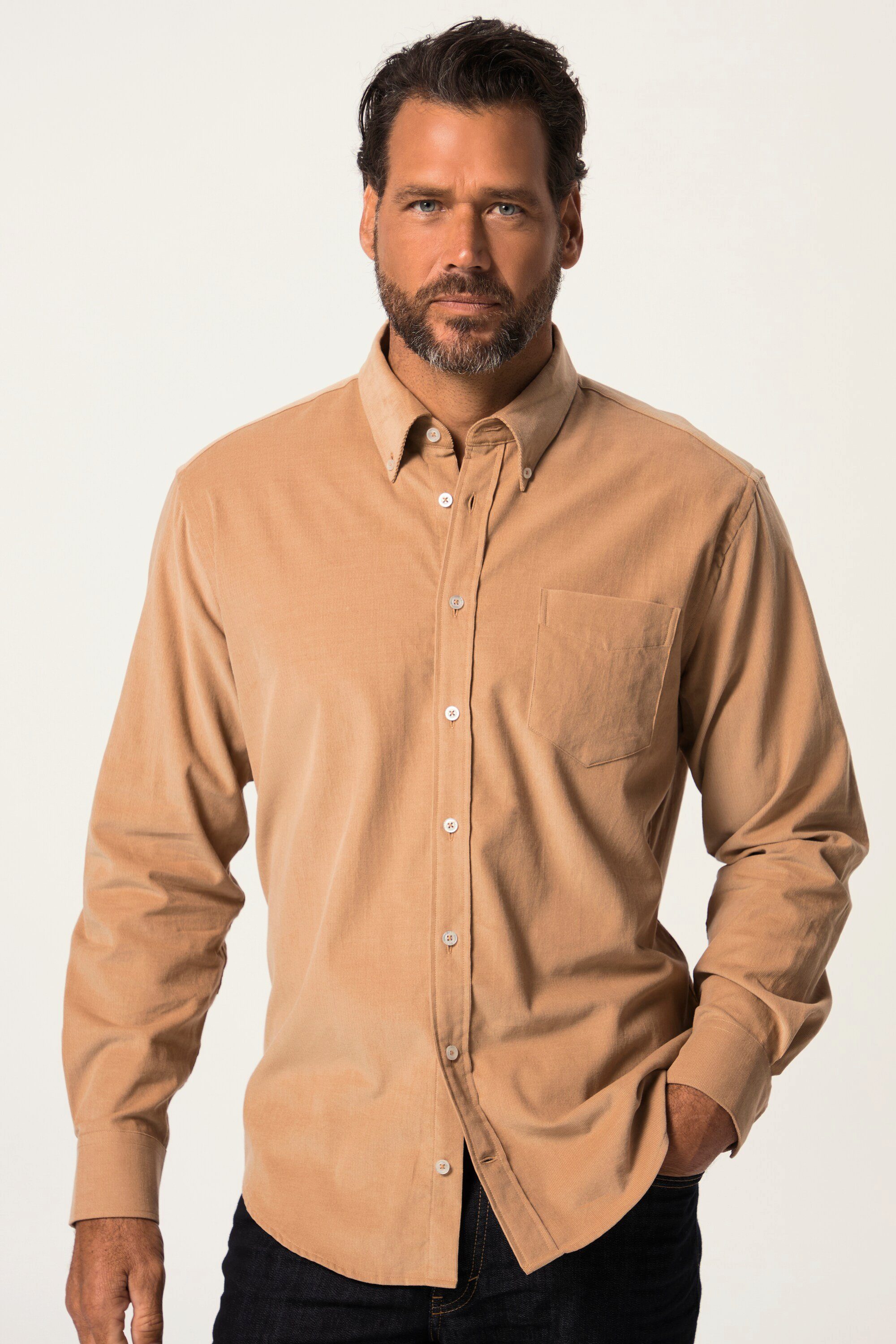 JP1880 Businesshemd Cordhemd Langarm Buttondown-Kragen Modern günstig online kaufen