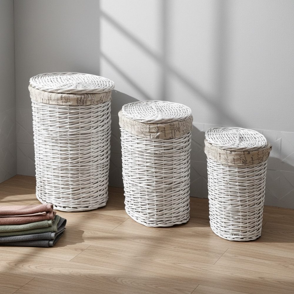 Mucola Wäschekorb Wäschebox 3er SET Wäschekorb Wäschesammler Wäschetonne Wäschetruhe (3 er Set, 3 St., 3 er Set), Aufüllbar, Deckel, Griffe