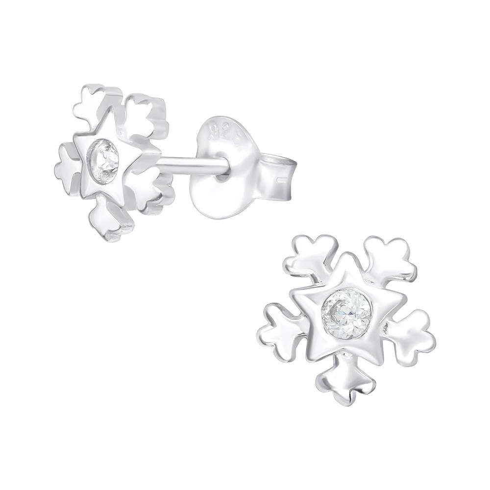 BUNGSA Ohrstecker-Set Ohrstecker Kristall Ohrschmuck Silber Damen (1 (2 mit 2-tlg), 925 Paar Ohrringe aus Stück), Schneeflocke