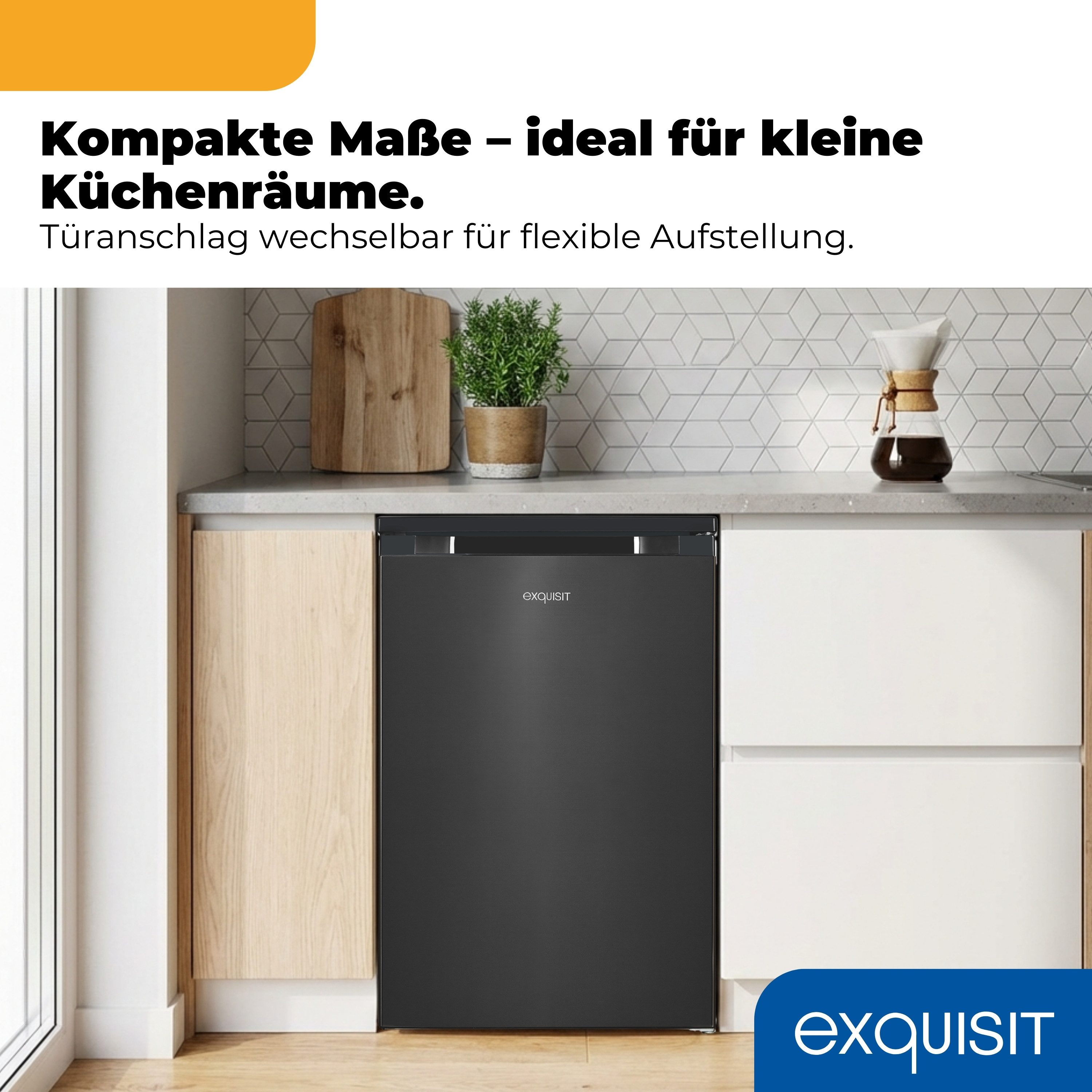 exquisit Kühlschrank KS515-4-051C, 84.5 cm hoch, 54.9 cm breit, Griffmulde, 4-Sternefach, LED-Beleuchtung