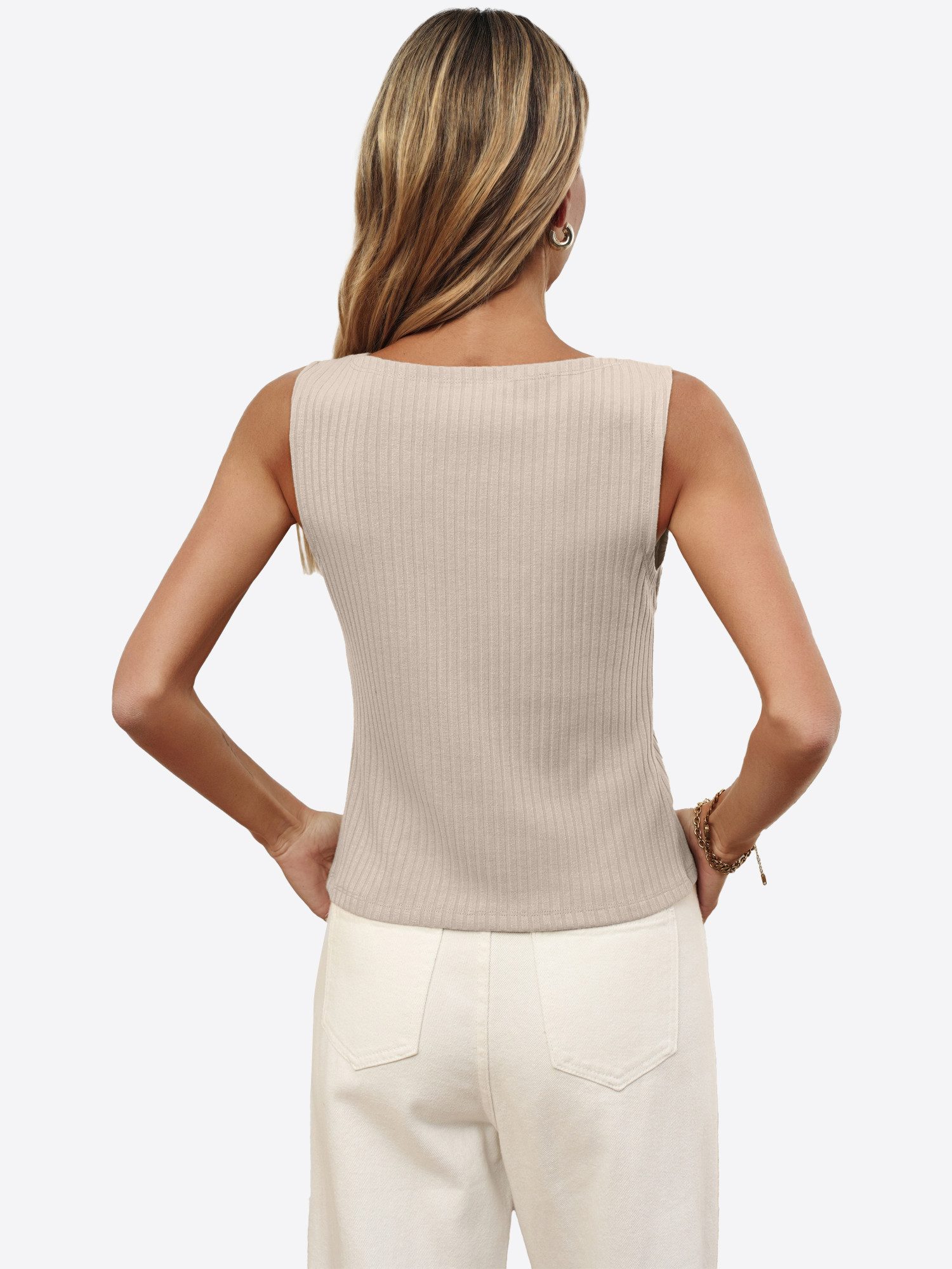 Imily Bela Strickweste Damen Gerippte Westen mit Knopfleiste (Packung, 1-tlg., 1per-Pack) einfarbig