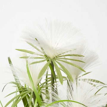 Kunstpflanze Kunstgras mit Blüten im rustikalen Jute-Topf 74 cm groß, Homescapes, Höhe 74 cm