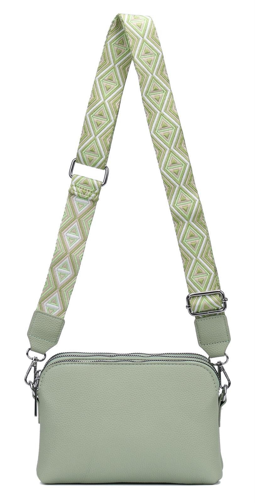 ITALYSHOP24 Schultertasche Damen Tasche Bodybag Umhängetasche Crossbody Brusttasche Handtasche, Crossover Muster Taschengurt Smartphone Geldtasche Abend Handy Clutch