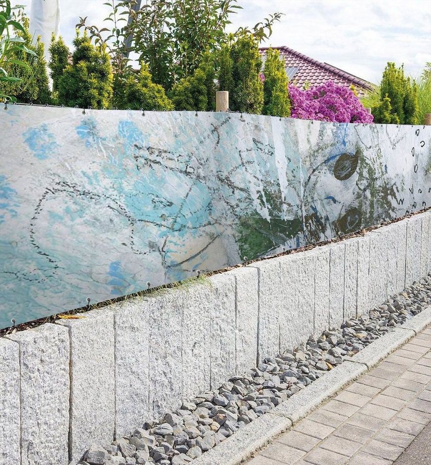 Thumbnail - MyMaxxi Sichtschutzzaunmatten Zaunbanner Abstrakte Malerei in blau Sichtschutz Garten Zaun, (Bambus grün)