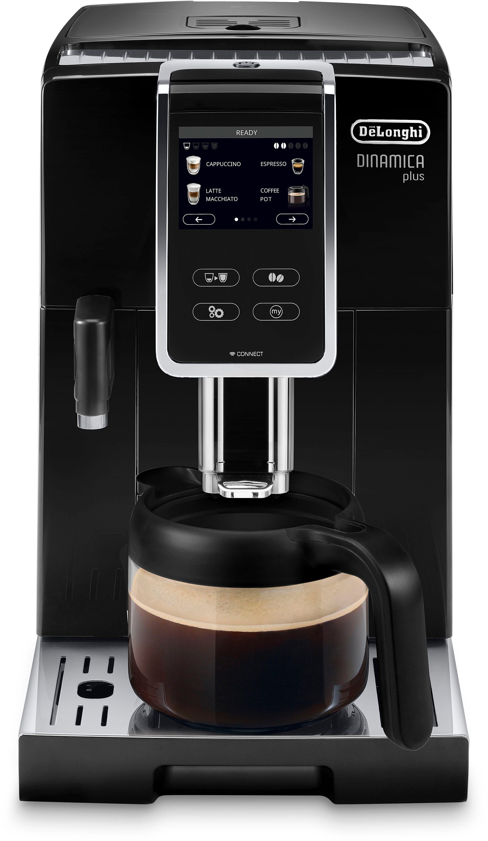 De'Longhi Kaffeevollautomat Dinamica Plus ECAM Milchsystem LatteCrema mit Kaffeekannenfunktion 370.70.B, und