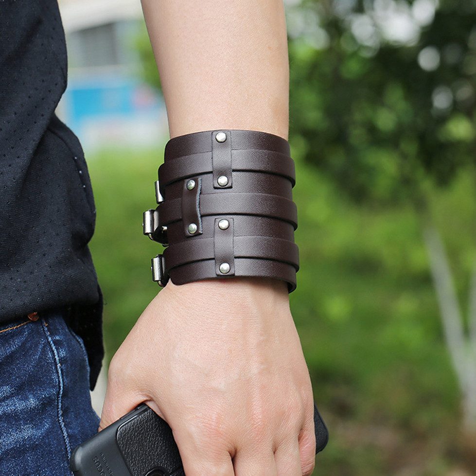 Coonoor Lederarmband Breite Lederarmband Herren Verstellbares günstig online kaufen