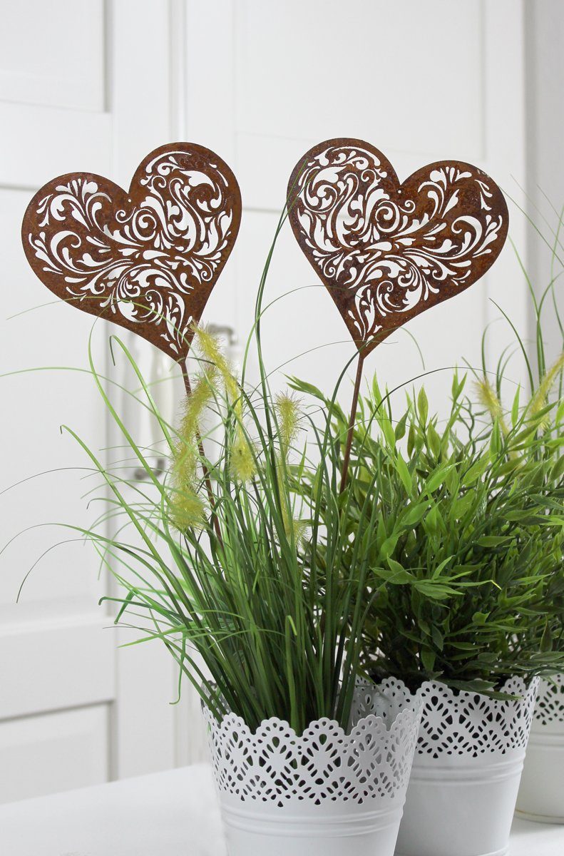 LB H&F Lilienburg Gartenfigur 2er Gartenstecker Beetstecker Gartendeko Herz günstig online kaufen