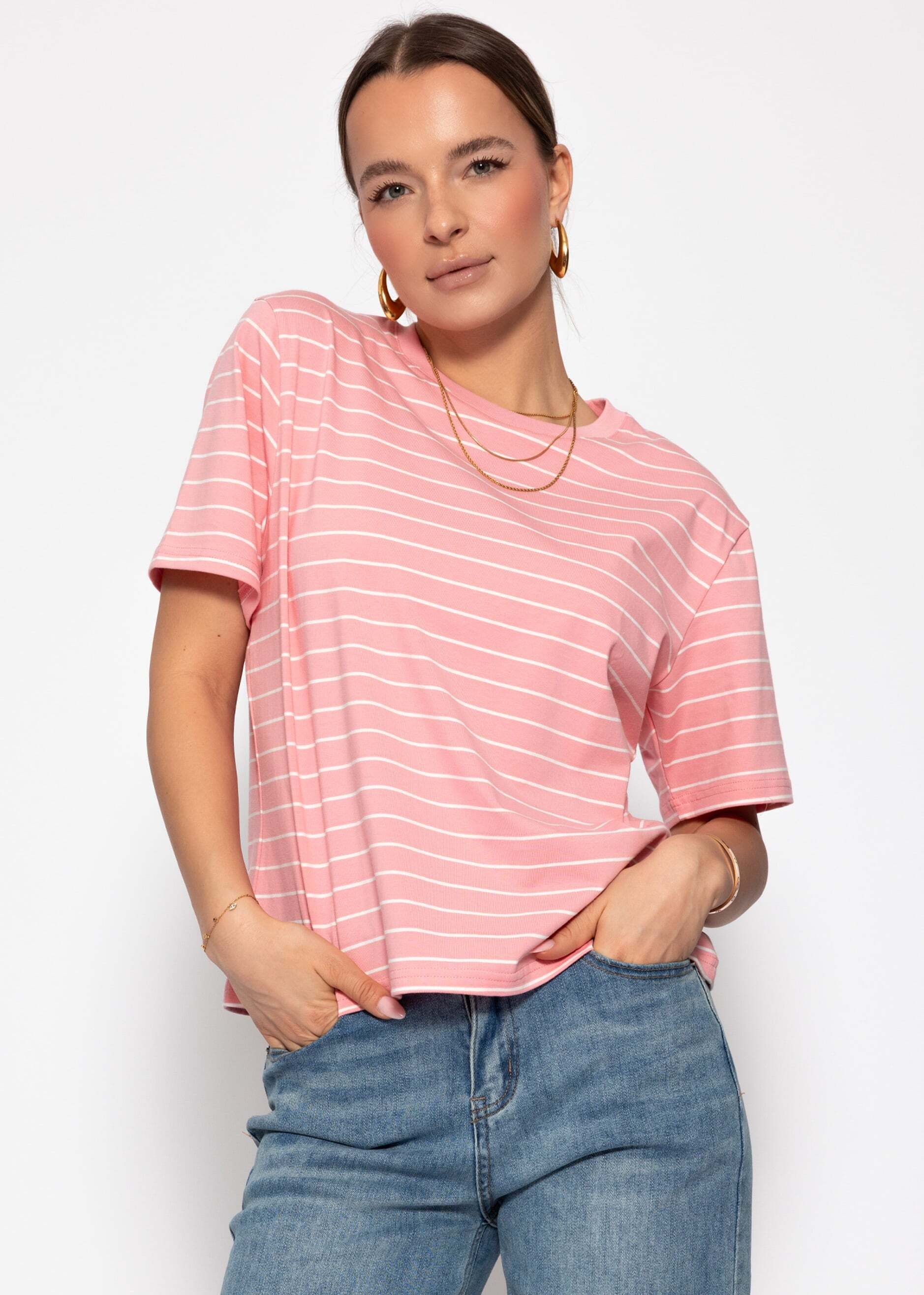 SASSYCLASSY T-Shirt T-Shirt mit schmalen Streifen für Damen Zeitloses Shirt günstig online kaufen