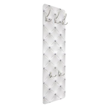Bilderdepot24 Garderobenpaneel Design Muster Diamant Weiß Luxus (ausgefallenes Flur Wandpaneel mit Garderobenhaken Kleiderhaken hängend), moderne Wandgarderobe - Flurgarderobe im schmalen Hakenpaneel Design