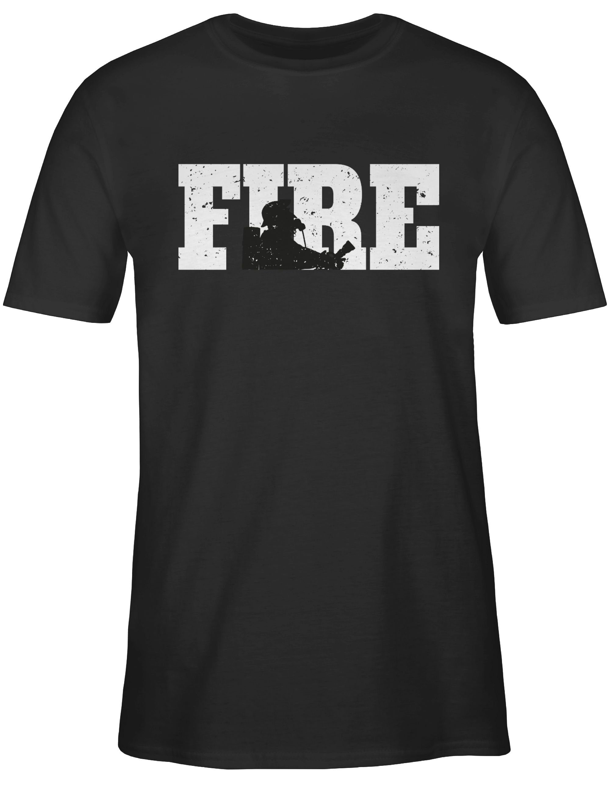 Feuerwehr T-Shirt 2 Fire Schwarz Shirtracer
