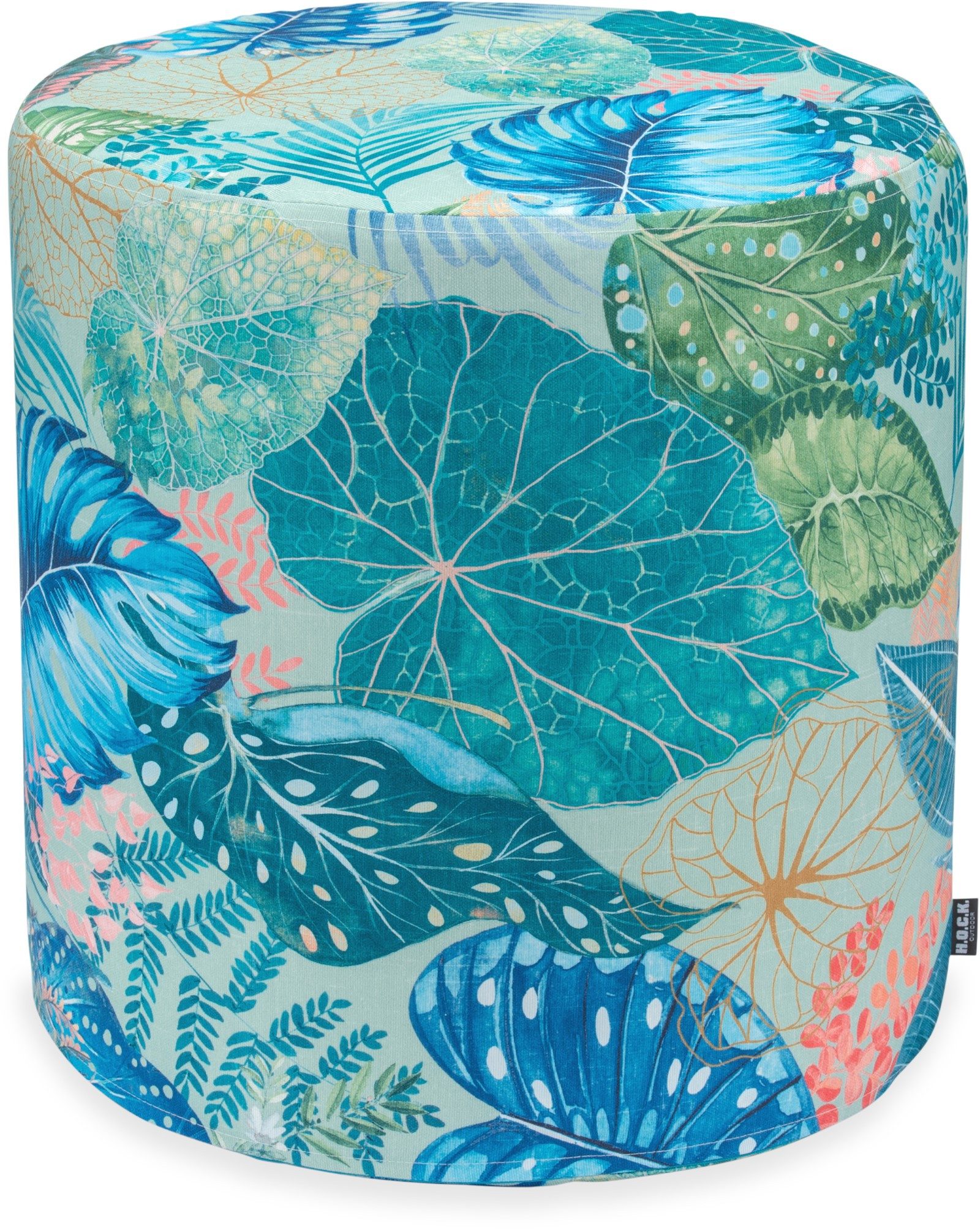 H.O.C.K. Sitzhocker H.O.C.K. Bora Outdoor Табуретки Pouf ø45x45cm rund aqua grün blau floral, Табуретки, Sitzhocker, Pouf Табуретки, Barhocker - wetterfest, vielseitig