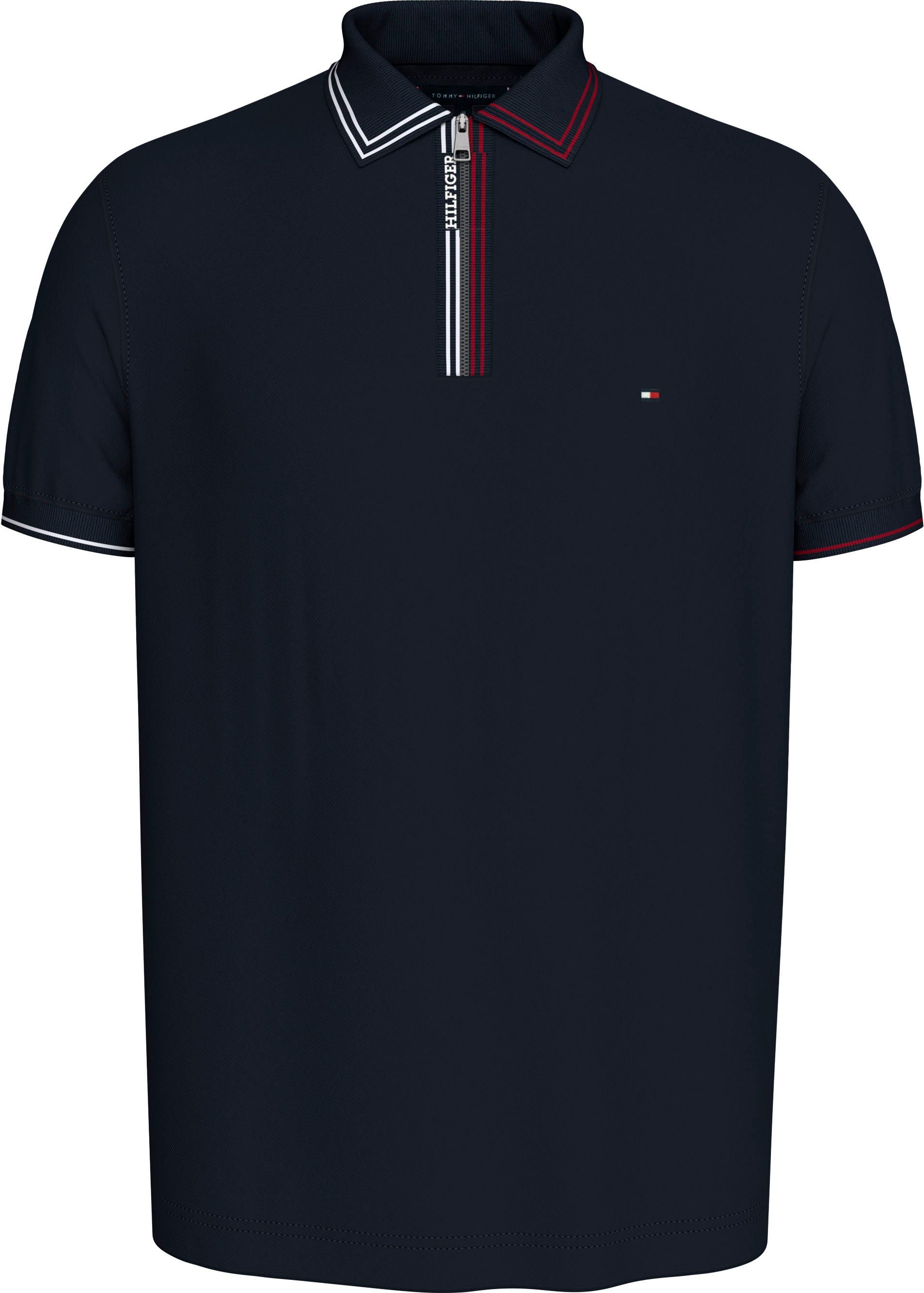 Tommy Hilfiger Poloshirt RWB ZIP PLACKET TIPPING REG POLO mit kontrastfarbenen Streifen am Kragen