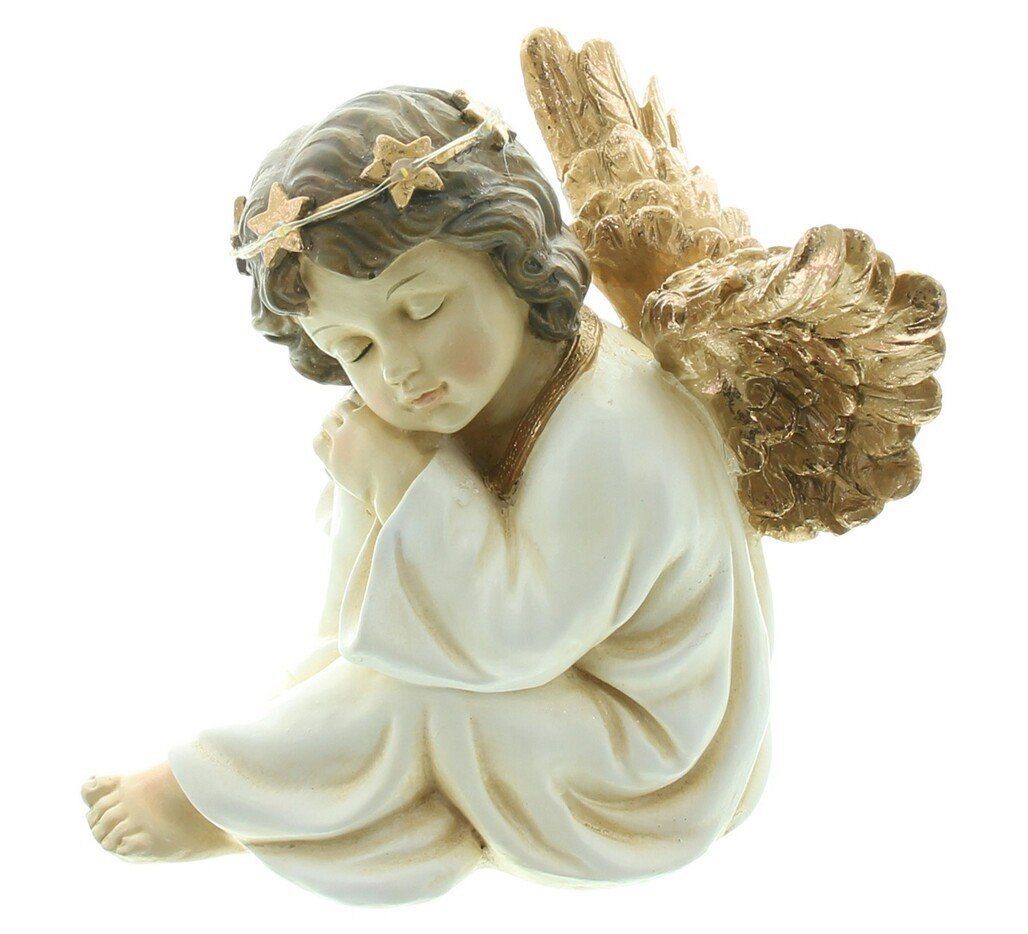 Home-trends24.de Engelfigur LED Engel sitzend Weihnachten Tisch Deko Figur Beleuchtung