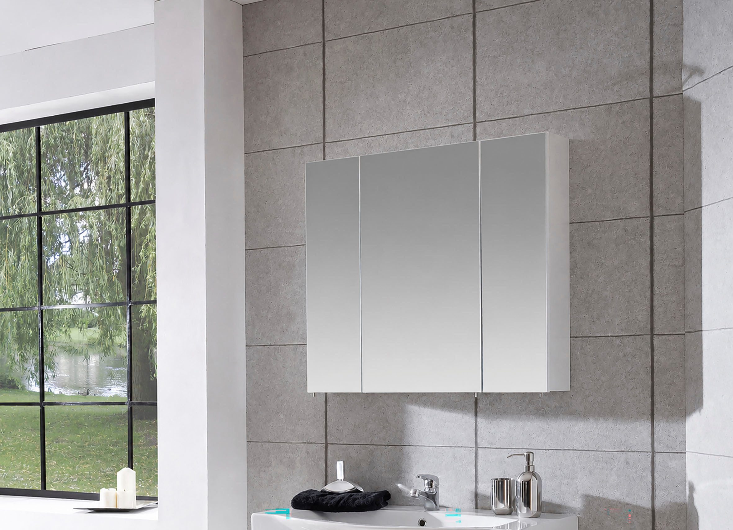 Schildmeyer Spiegelschrank Basic, Spiegelschrank, Made in Germany, B: 80 cm Solide Verarbeitung - Dieses Produkt ist in Deutschland gefertigt