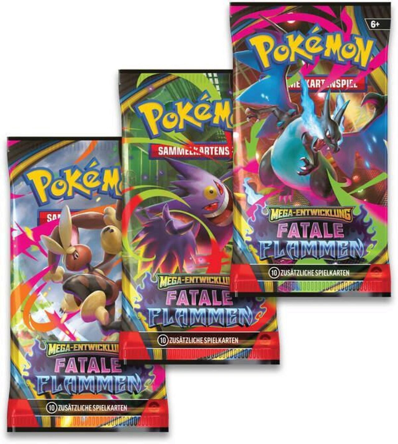 The Pokémon Company International Spiel Pokémon Mega-Entwicklung Fatale Flammen 3-Pack Blister