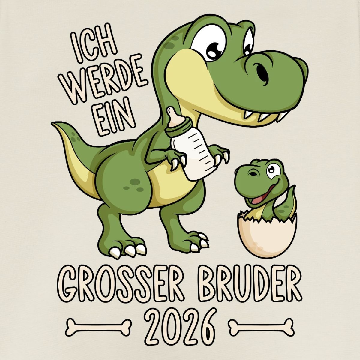 Spreadshirt Kurzarmbody Großer Bruder 2026 Ei Baby Dino Dinosaurier Kurzarm Tages Baby Body (1-tlg)