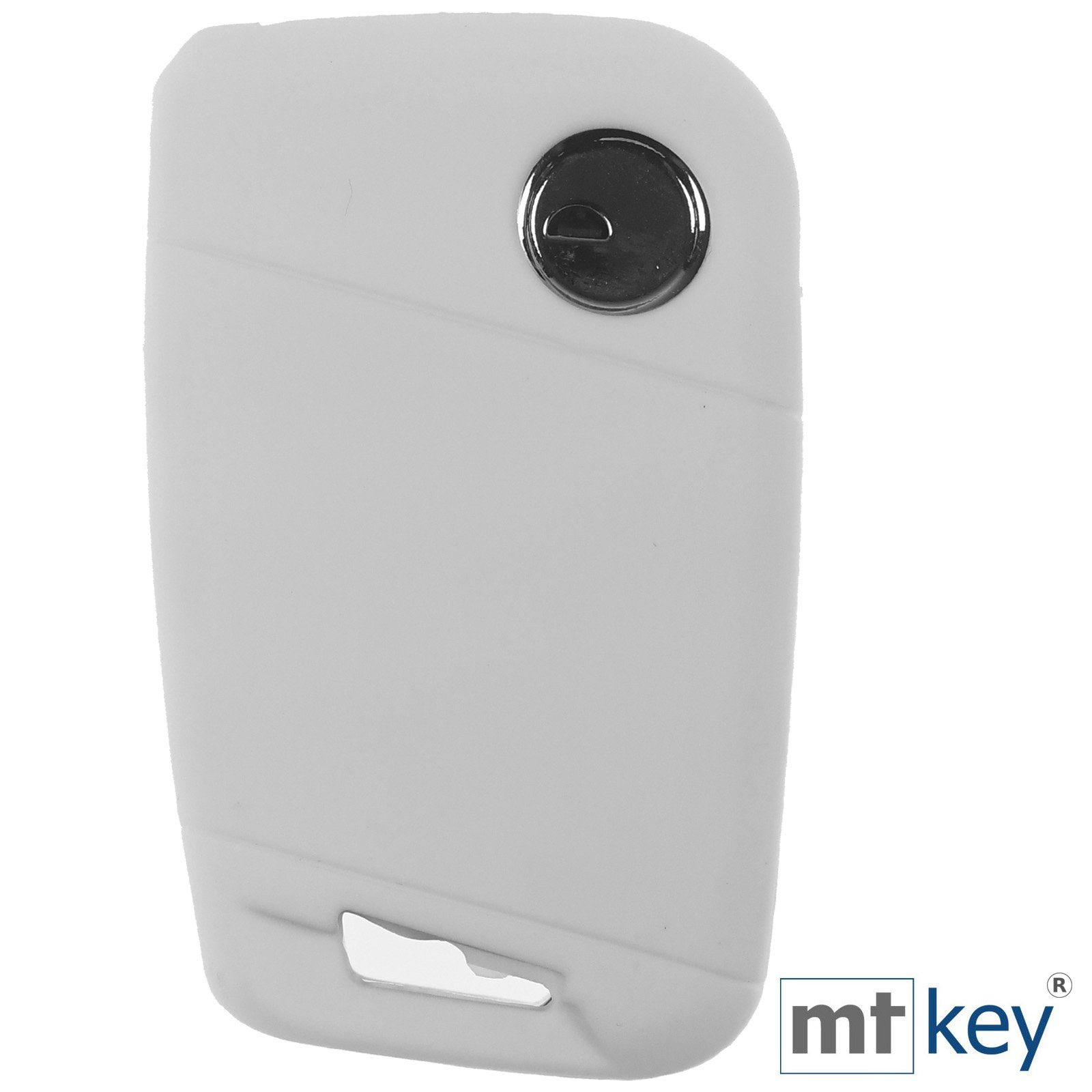 mt-key Schlüsseltasche für B8 Silikon Tasten SMARTKEY VW Autoschlüssel 3 Softcase Weiß mit Schutzhülle Schlüsselband, Skoda Kodiaq Passat KEYLESS Arteon