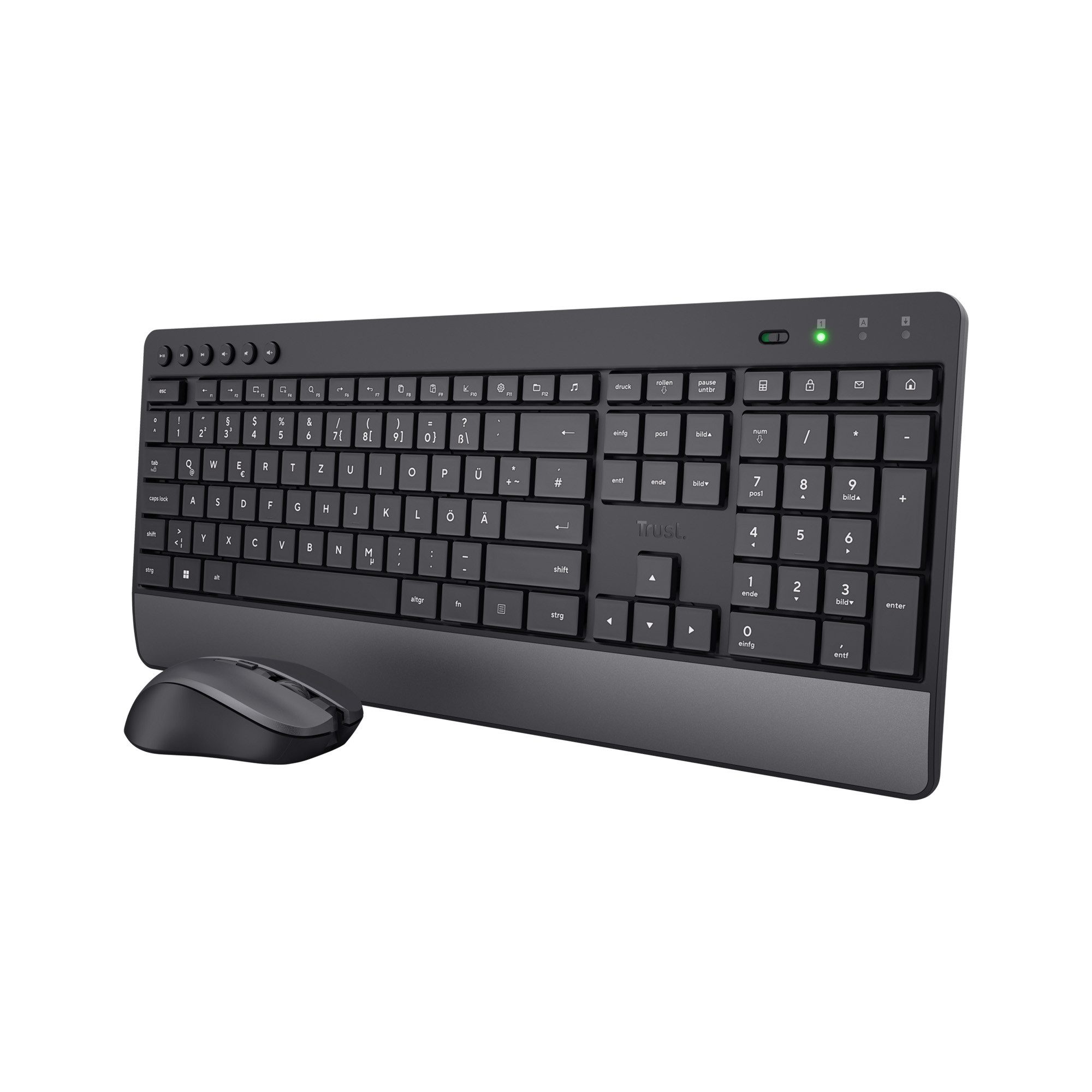 Trust Trezo Comfort Tastatur Maus Set kabellos Wireless für PC Tastatur- und Maus-Set, (Set bestehend aus Tastatur und Maus)