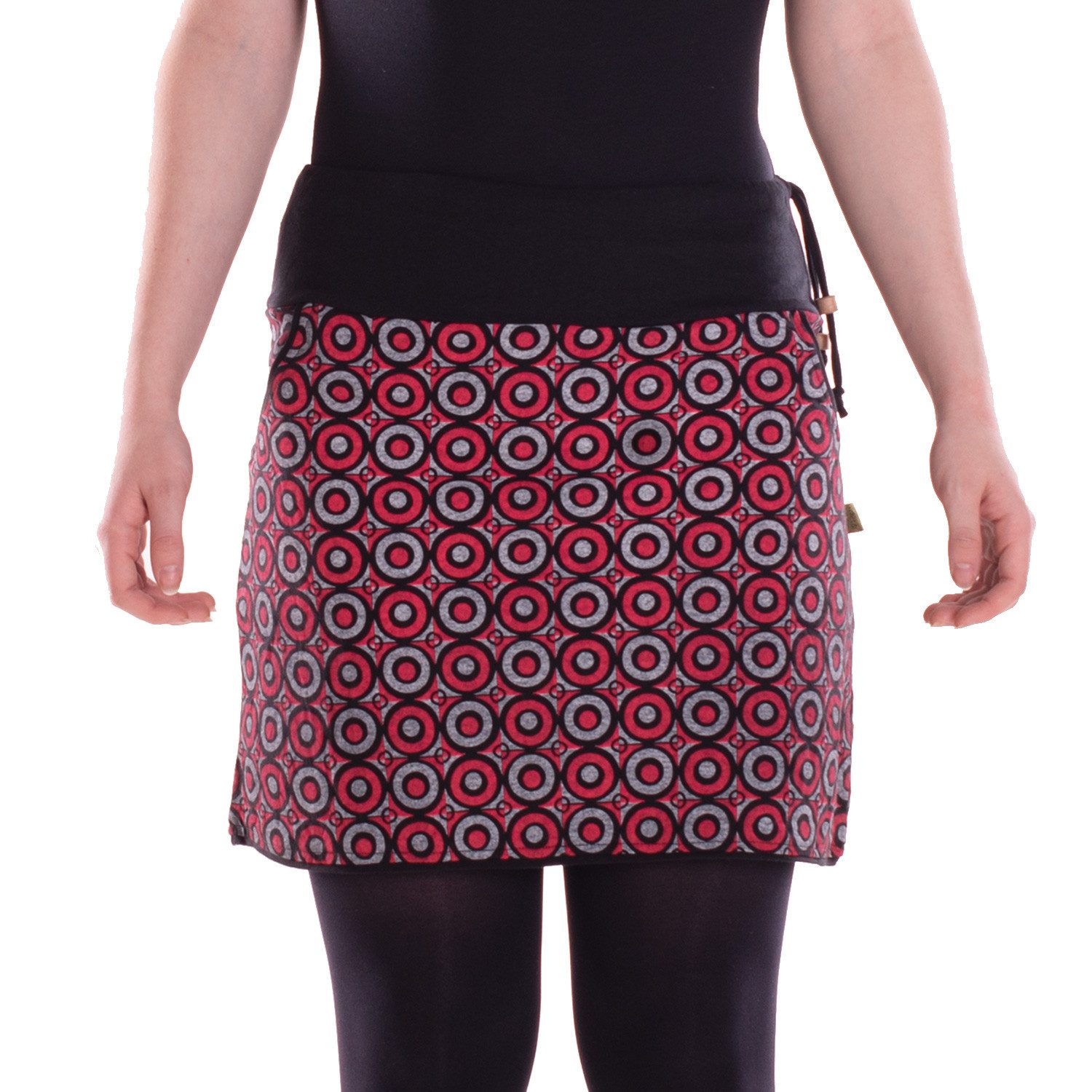 Vishes Minirock Damen Mini-Rock Baumwolle Kreise-Druck elastischer Bund mit Taschen Alternative Bekleidung, Ethno, Hippie, Retro Style