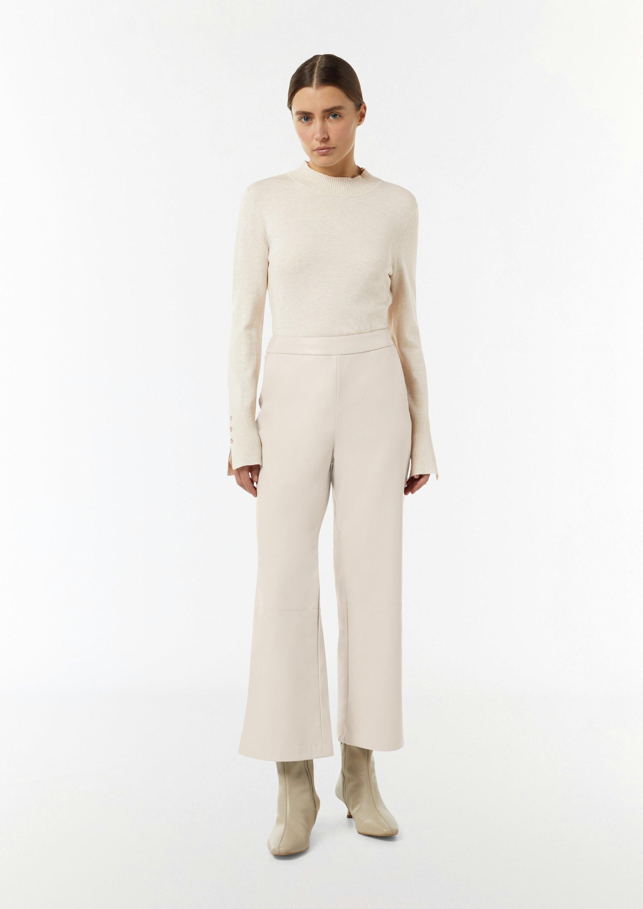 comma Chinos Hose Kunstleder-Hose mit Flared Leg günstig online kaufen