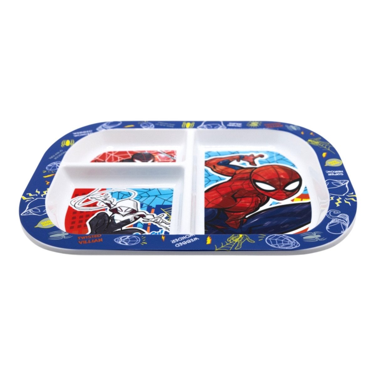 Storline Frühstücksteller Spiderman rechteckig mit 3 Fächern, Mikrowellengeeignet – Bild 2 von 2