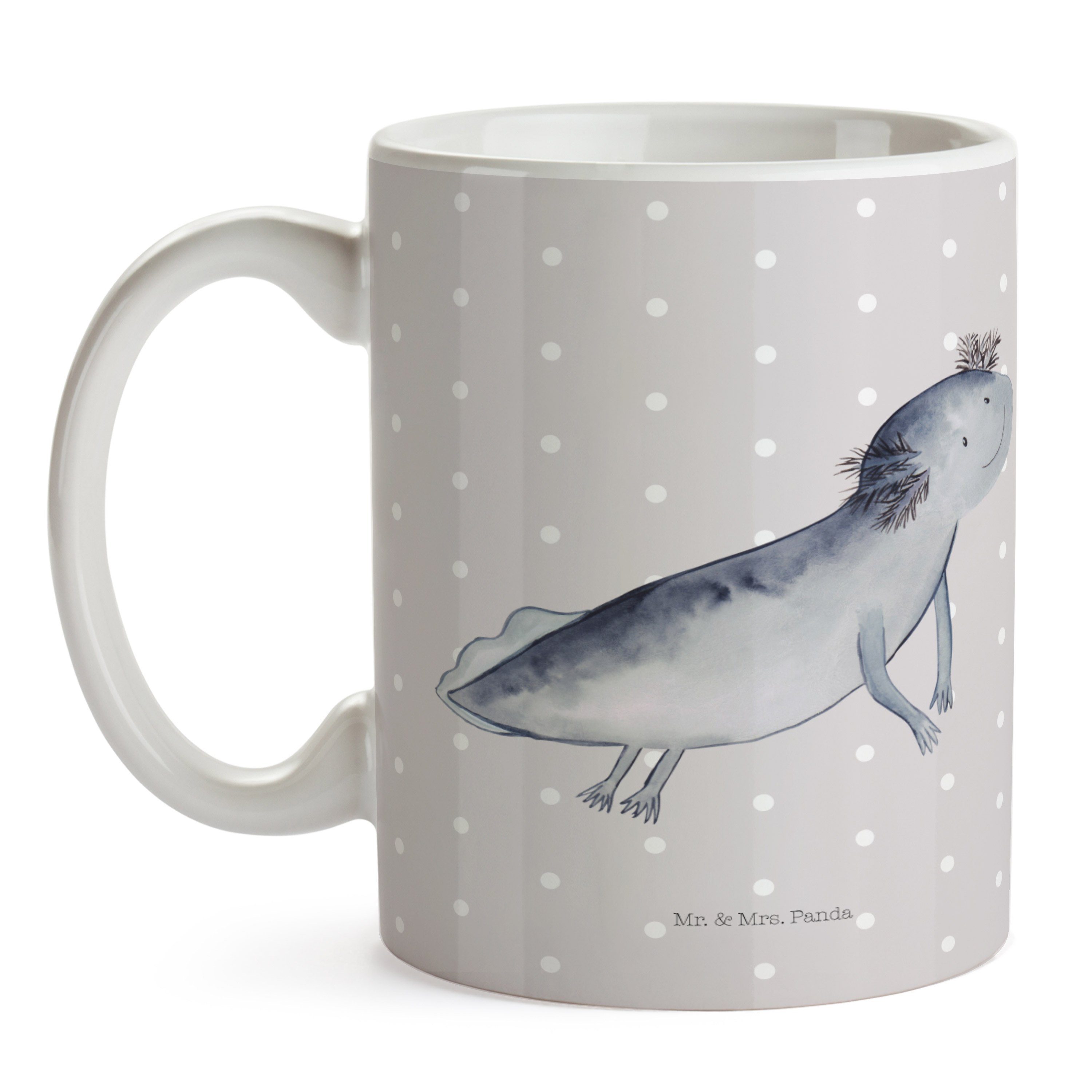 Grau Mrs. Pastell Keramik Geschenk, - Axolotl Mr. & Problem, Tasse Porzellantasse, schwimmt Panda -