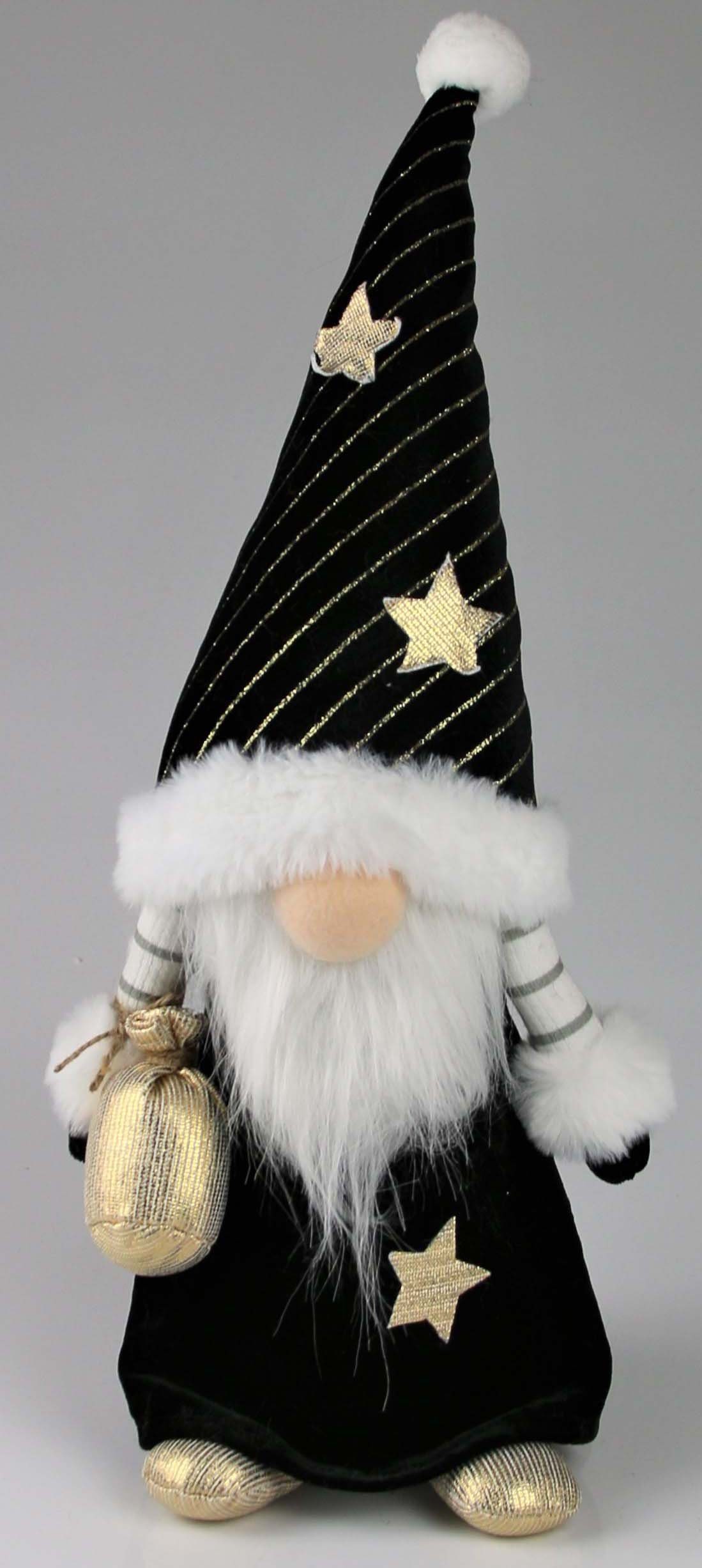 Design goldenen Sternen mit (1 Weihnachtsfigur Weihnachtsdeko St), Mütze und AM schwarzer