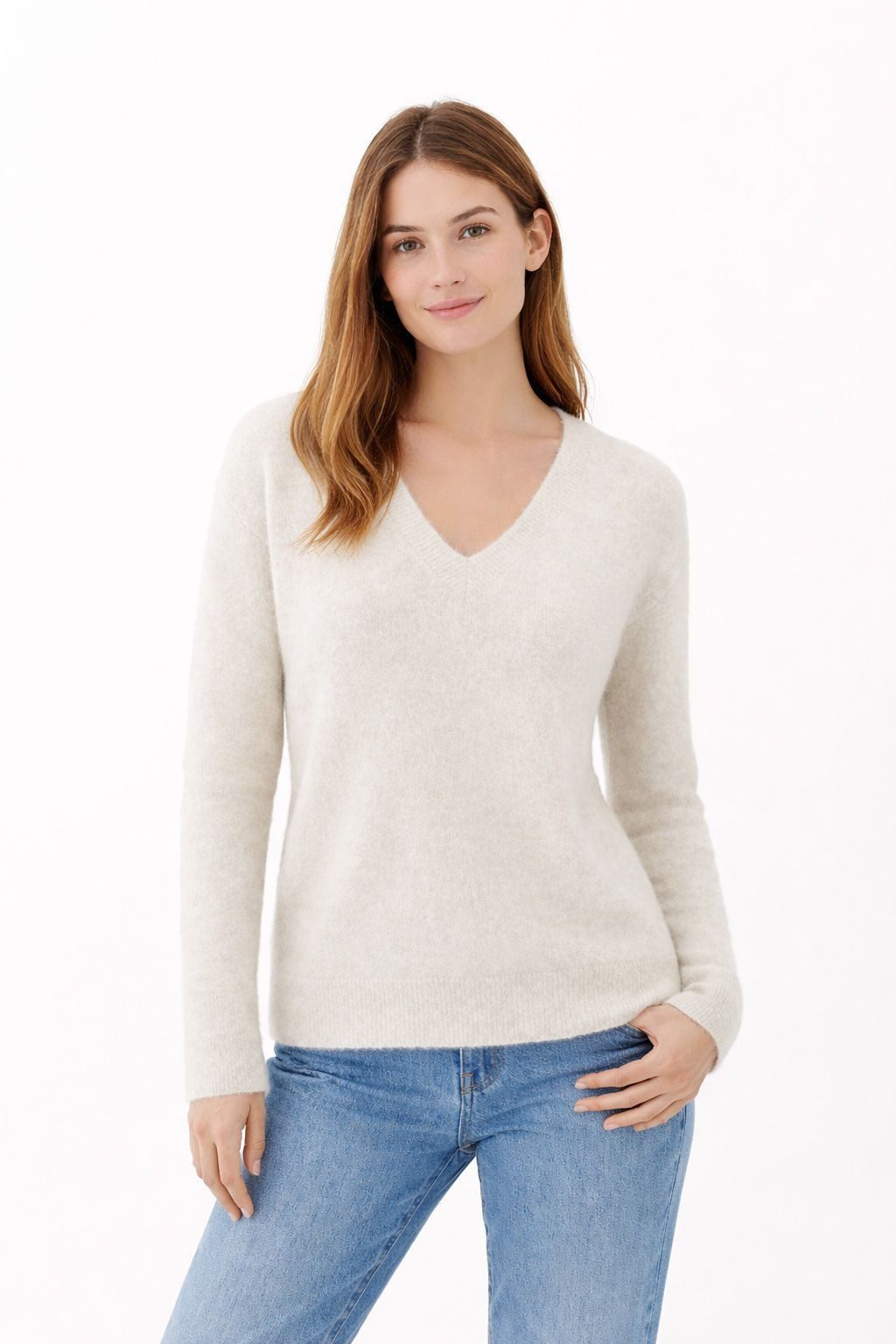 YAYA Strickpullover Pullover mit V-Ausschnitt