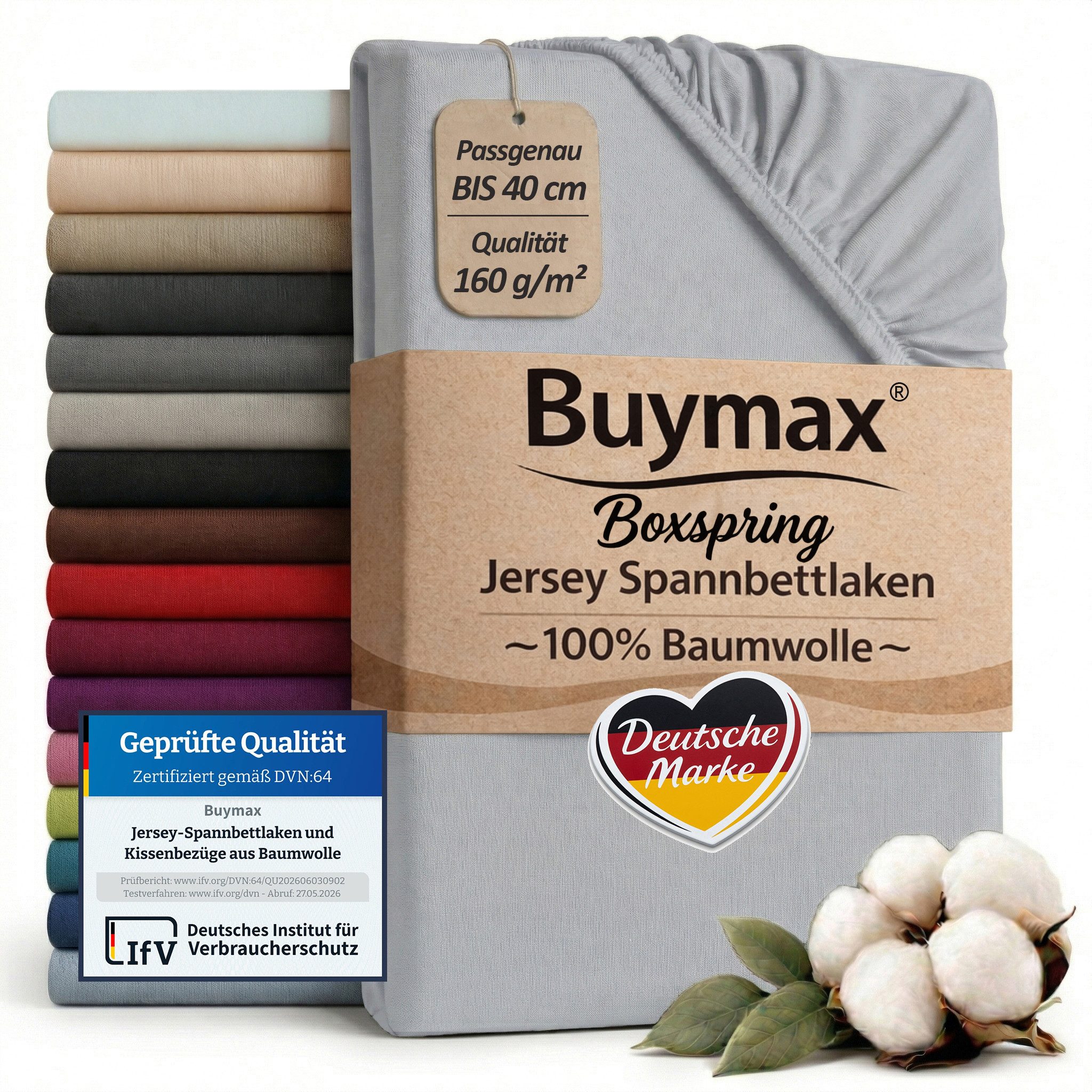 Buymax Spannbettlaken XL Boxspringbett, Jersey, Gummizug: Rundumgummizug, (1 Stück), 100% Baumwolle, 160 g/m², passend für Boxspringbetten und Wasserbetten