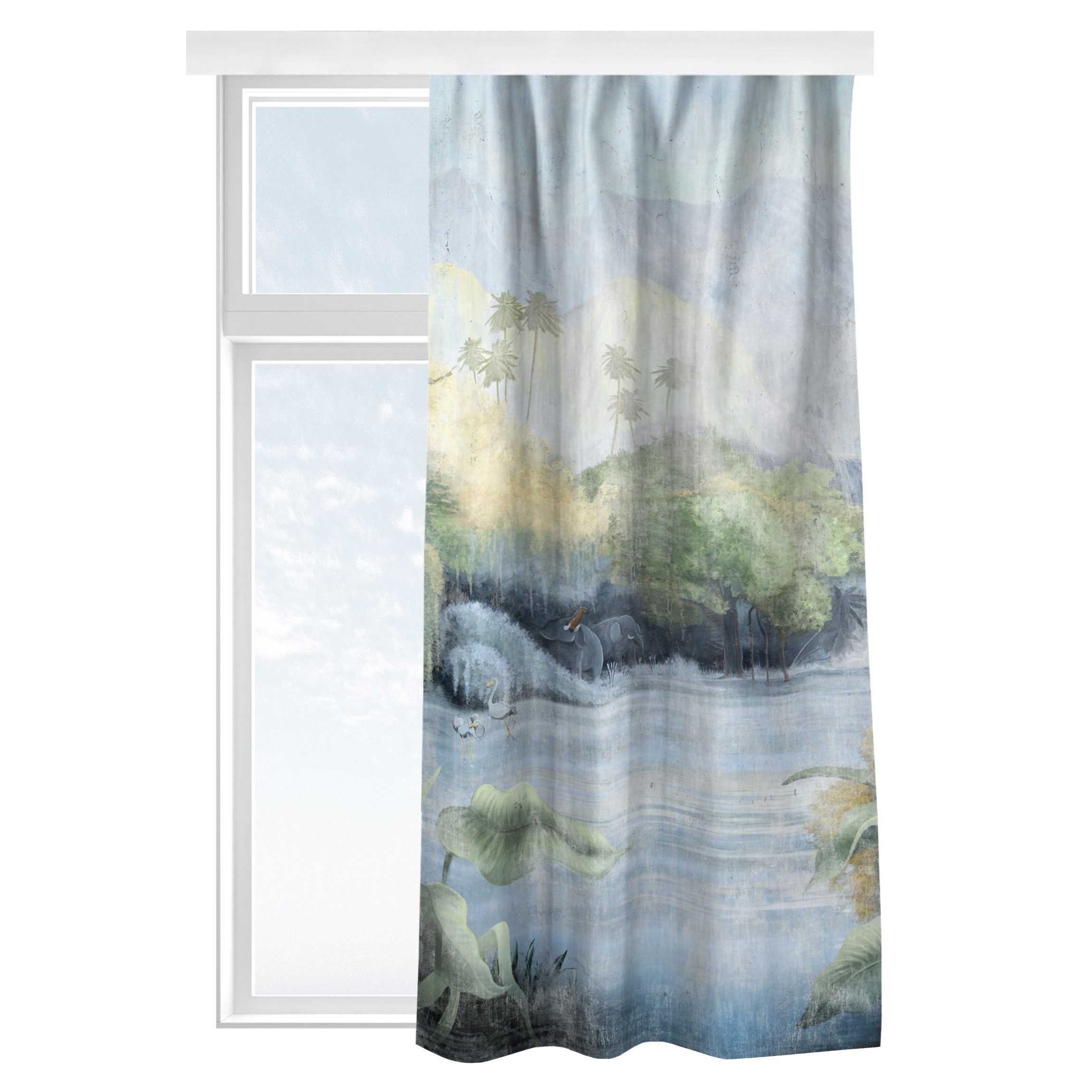 Bilderdepot24 Vorhang Gardine Wald Urzeitliche Landschaft Vintage Türvorhang Raumteiler (1 St), Multifunktionsband, blickdicht, Samt, Schiebegardinen Flur Schlafzimmer Wohnzimmer Schiebevorhang