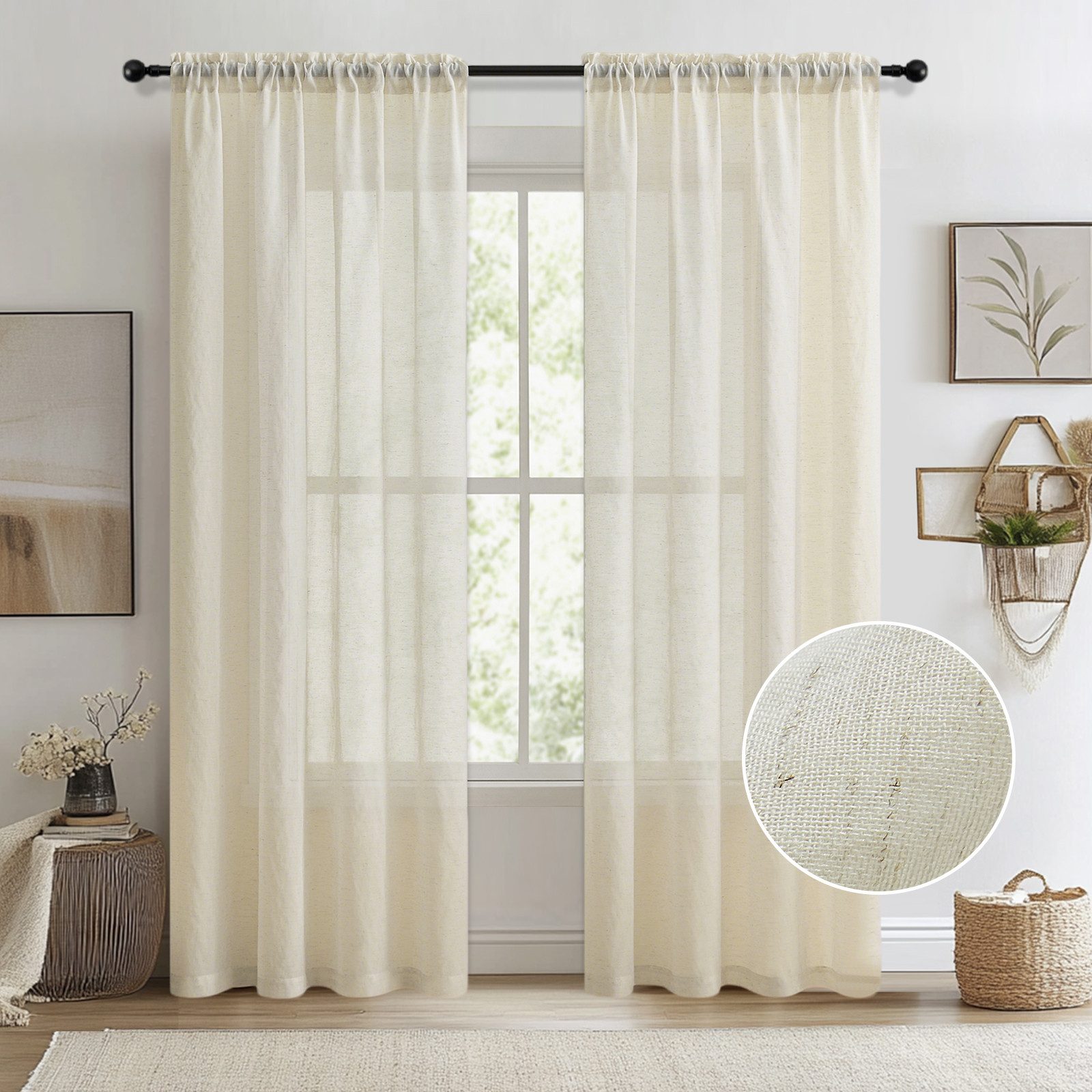 SERBASIC Vorhang 2er Set Voile Vorhang günstig online kaufen