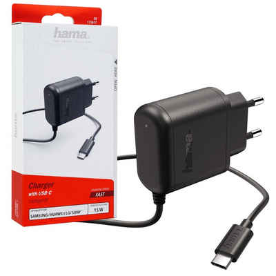 Hama Schnell-Ladegerät USB-C Fast Charge 3A 15W Smartphone-Ladegerät (Universal Netzteil Eingangsspannung 110/240 V für Tablet PC Handy etc)