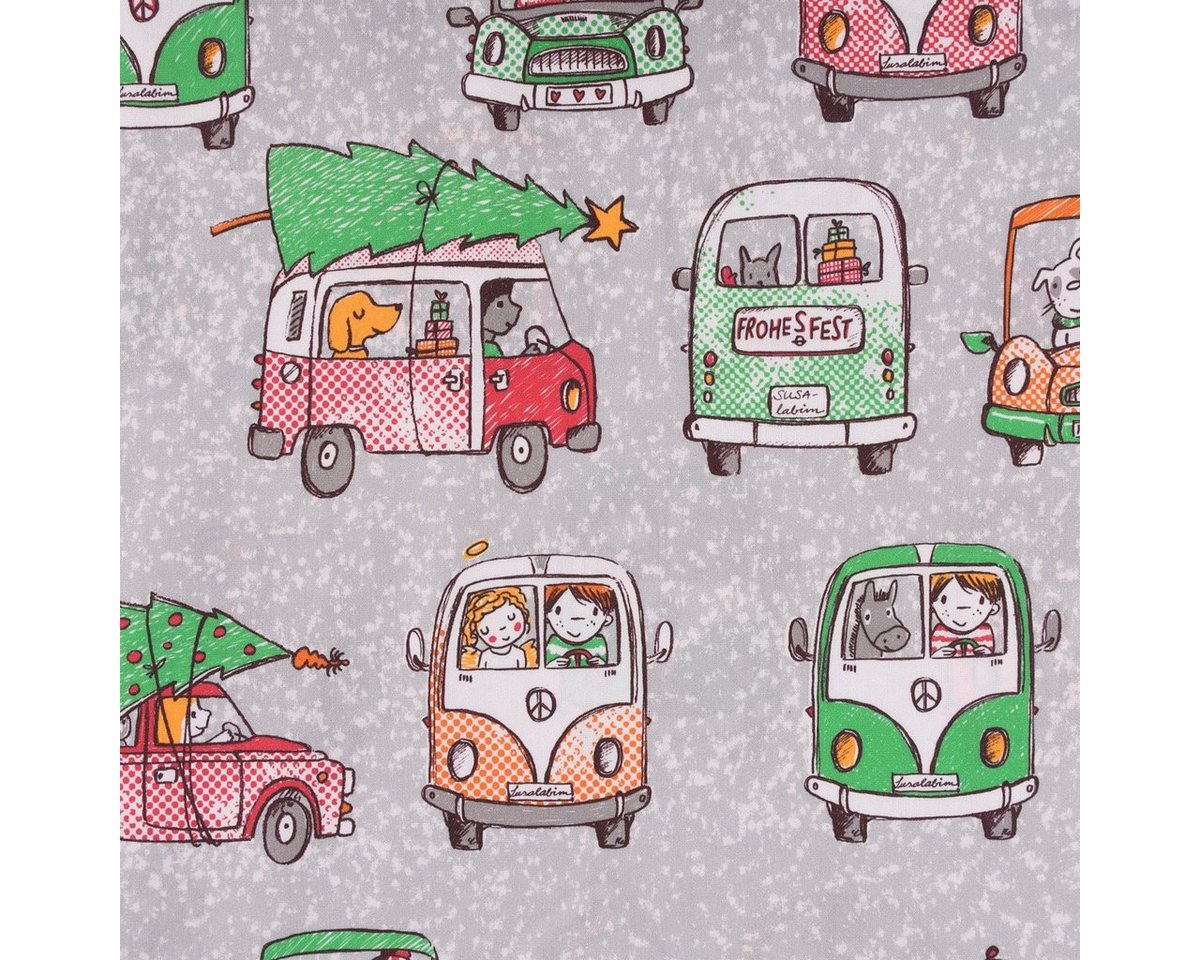 Thumbnail - Stoff Lillestoff Bio Baumwollstoff Weihnachtsmööpmööp Autos Weihnachtsba