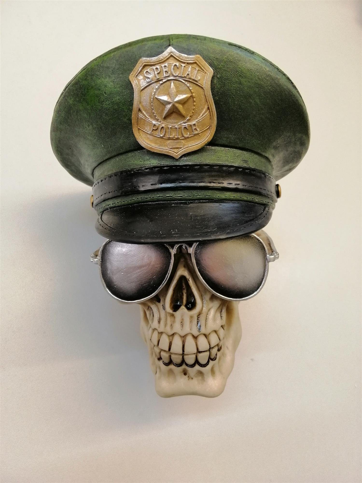Police, PiWear Totenkopf Gothic Dekoration, Halloween-Deko, Polizei, Dekofigur
